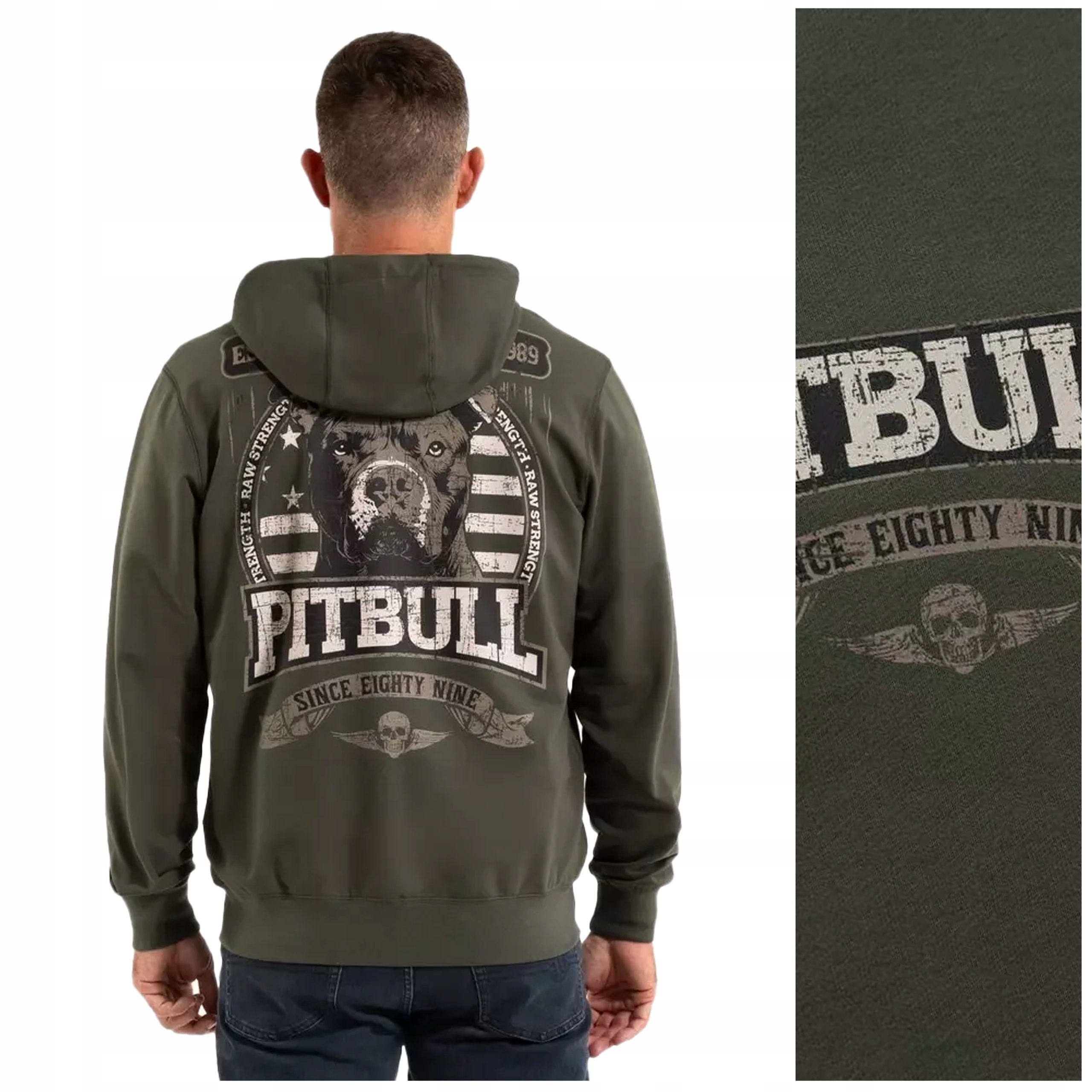 Rozepínací mikina s kapucí Pit Bull „troublemaker“ – vel. M tmavě zelená