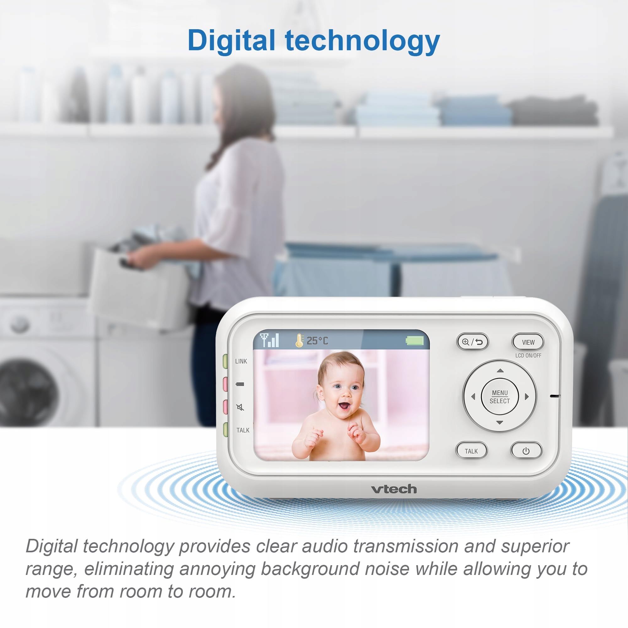 VTECH Babymonitor Kamera LCD Ekran 28 Cali Nocna Wizja Dźwięk Lullabies — miniatura 6