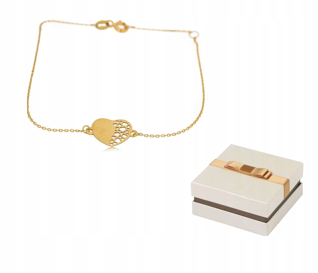 Zlatý náramek Srdce s Srdíčka BZ141