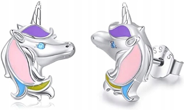 

Srebrne Kolczyki 925 Jednorożce Dla Dziewczynki