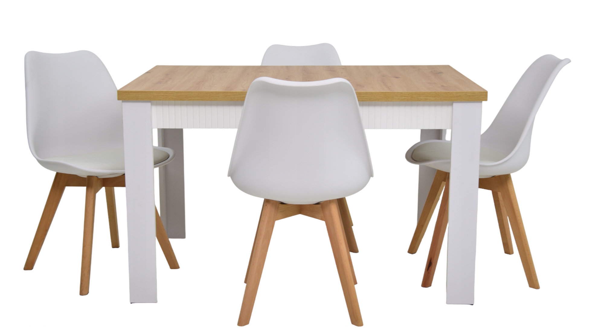 NOWOŚĆ! SKANDYNAWSKI ZESTAW BIAŁY LAMEL 4 KRZESŁA Kod producenta SL-2 NAT. NOGI+ LM-1 BIAŁY, BLAT ARTISAN