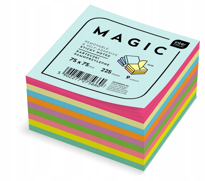 

Notes samoprzylepny Magic 75x75 mm 25x 9 kol. neon