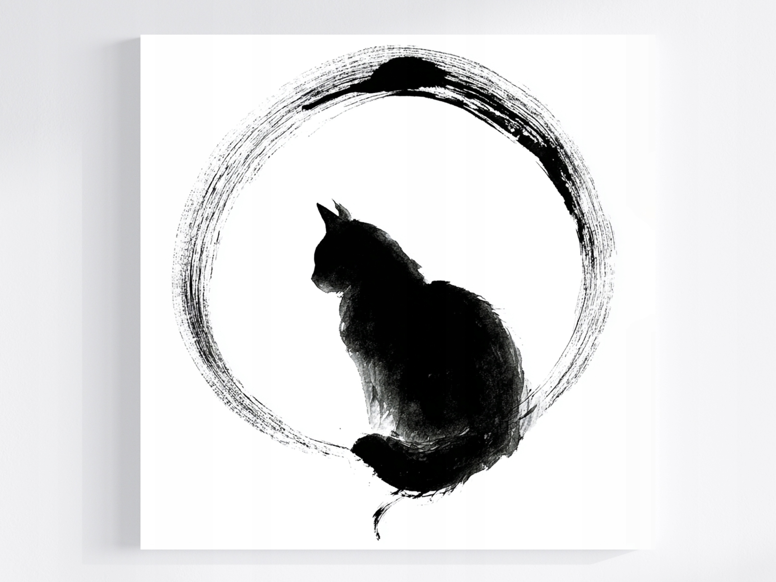 Obraz Na Plátně Canvas Grafika Geometrie Kolo Kočka Černá Bílá B&w 80x80