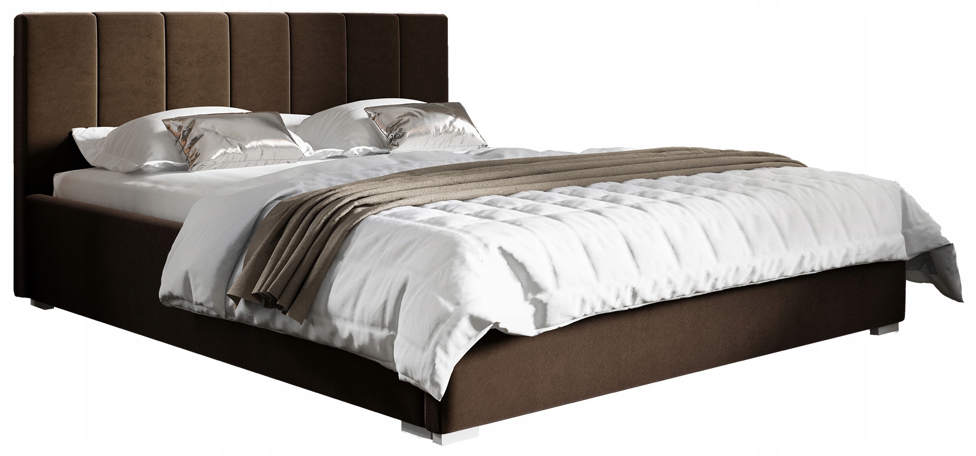 Čalouněná manželská postel s úložným prostorem na Povlečení Ledo 160x200 Hnědá