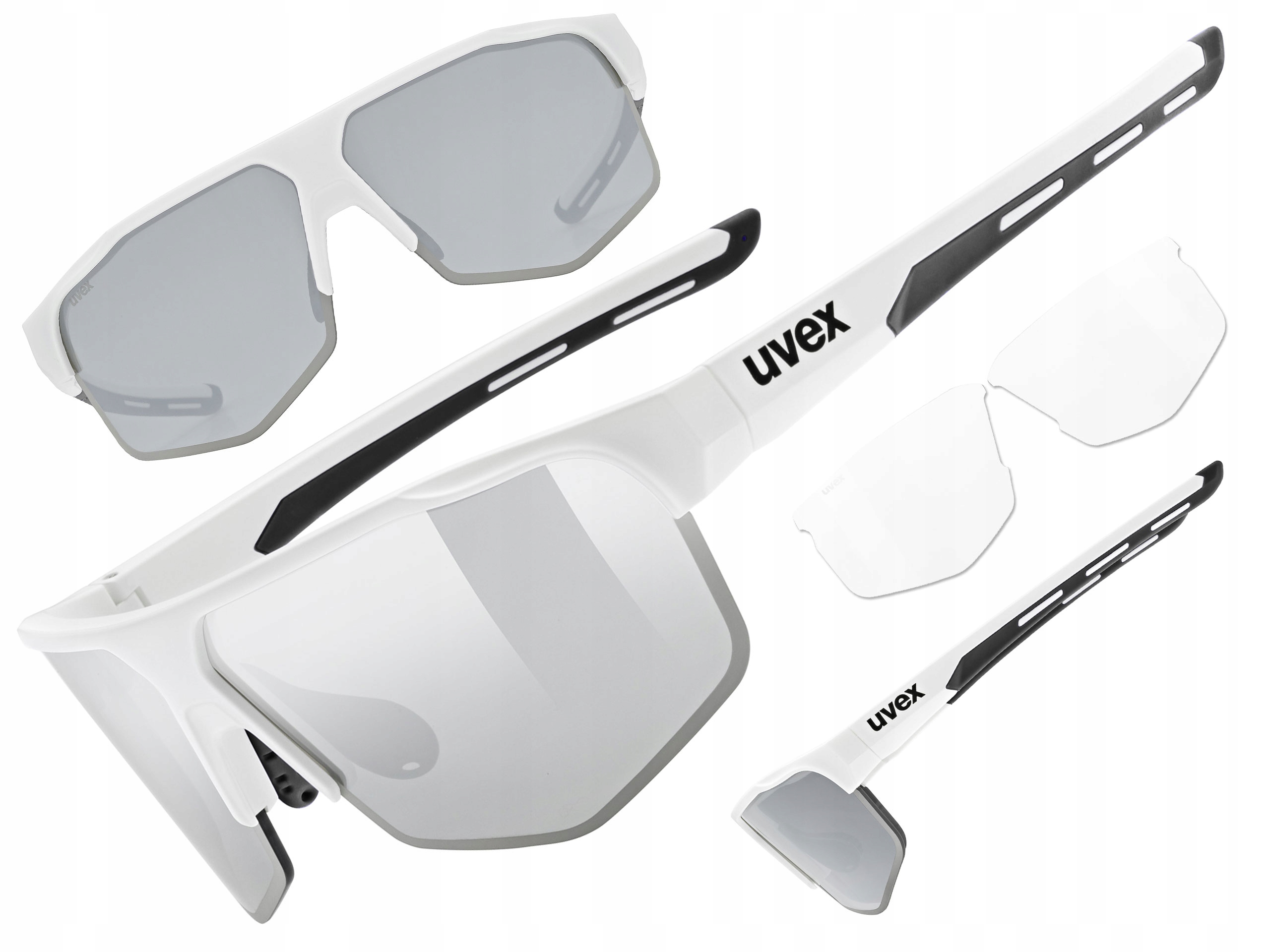 Cyklistické brýle Uvex Axos set white matt (zrcadlo stříbrné) S3/S0