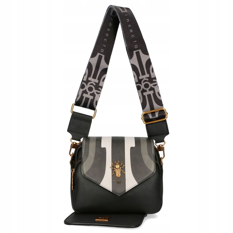 Dámská kabelka Ego Kožená s vyměnitelnými klopami Malá Černá Crossbody