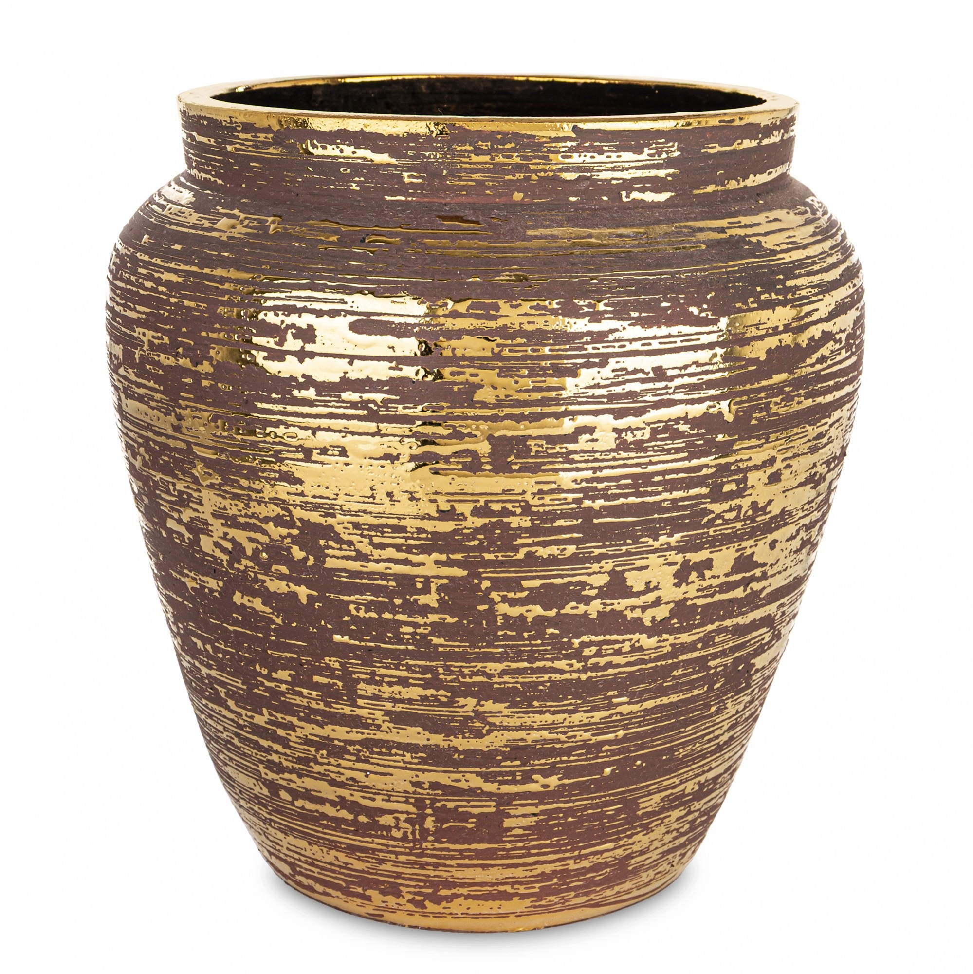 Váza Kolekce Antique hnědá, zlatá 26,5x25x25