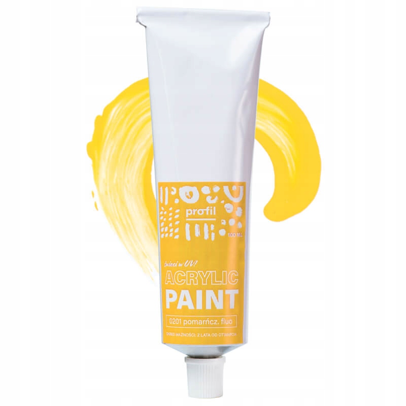 Artystyczna FARBA AKRYLOWA tubki pomarańczowa fluo