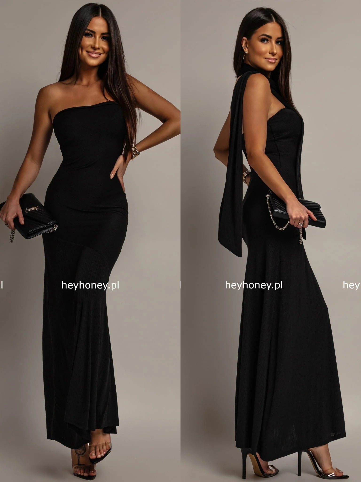 Šaty Bez Ramínka Maxi s šálou Černá Desire M