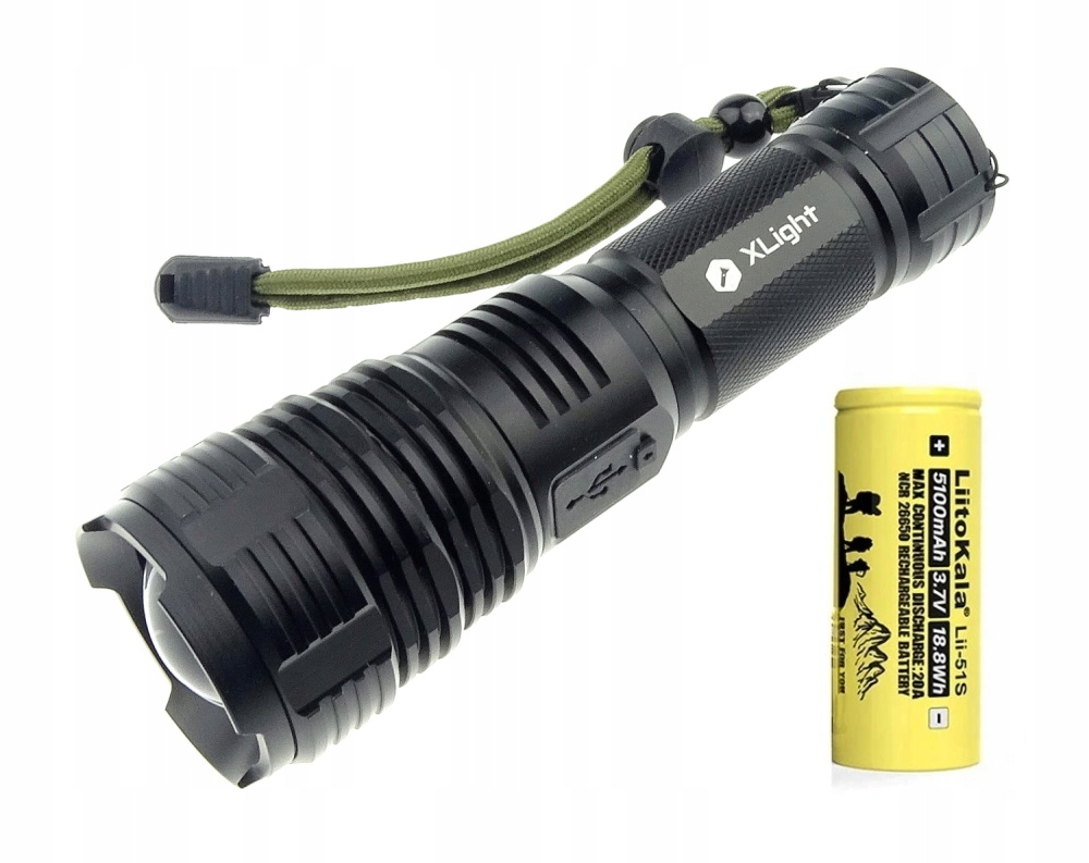 Ліхтарик xlight XHP70 Zoom USBC + 5100mah LiitoKala