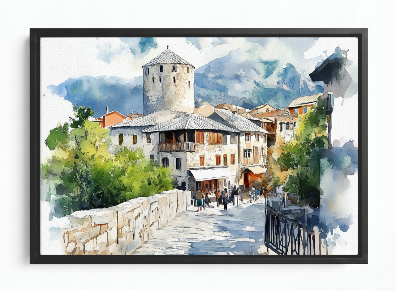 Obraz Rám American Box Město Bosna Hercegovina Mostar Starówka 120x80