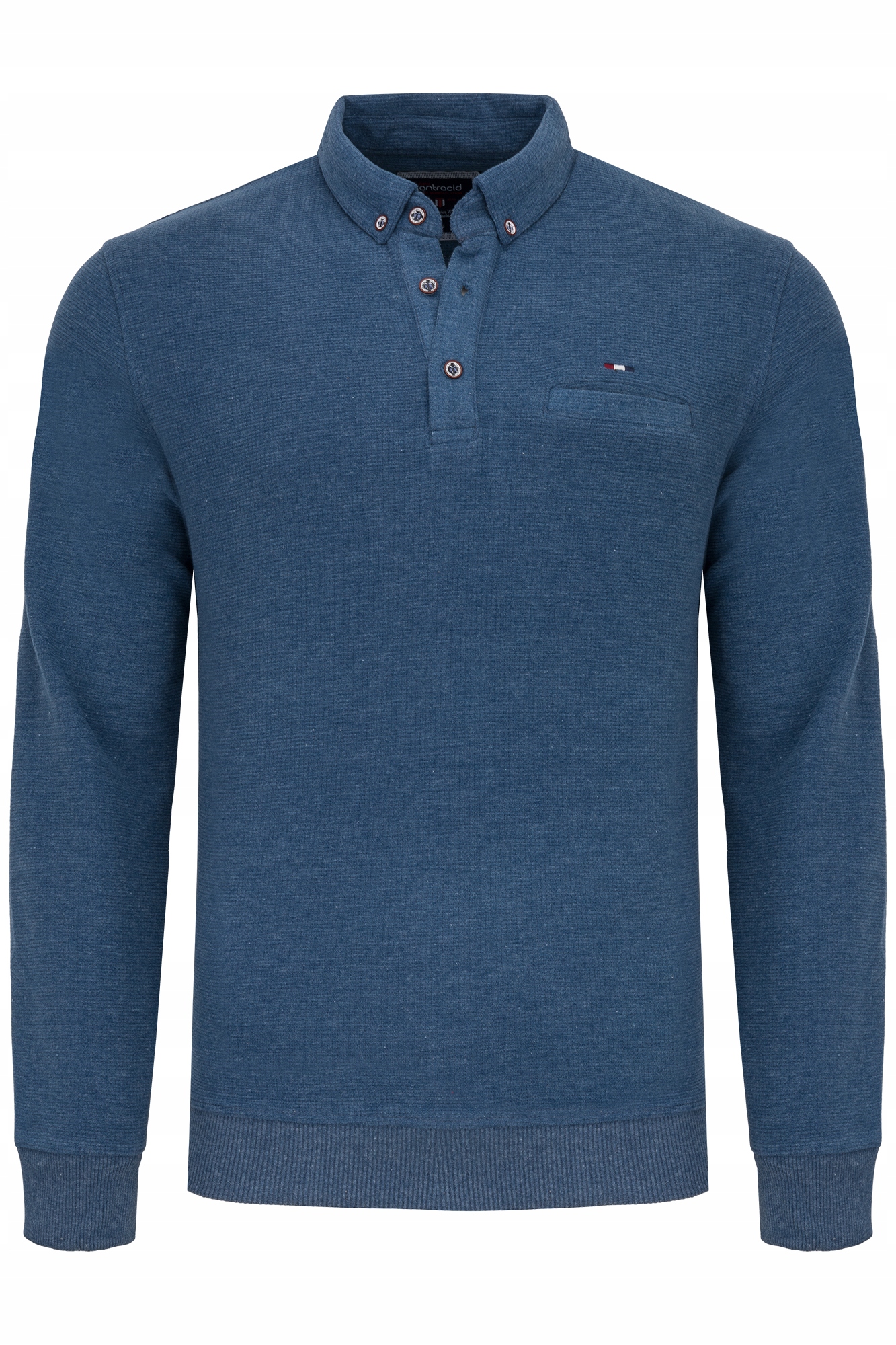 

Sweter Męski Polówka Bluza Niebieska Gładka: XL