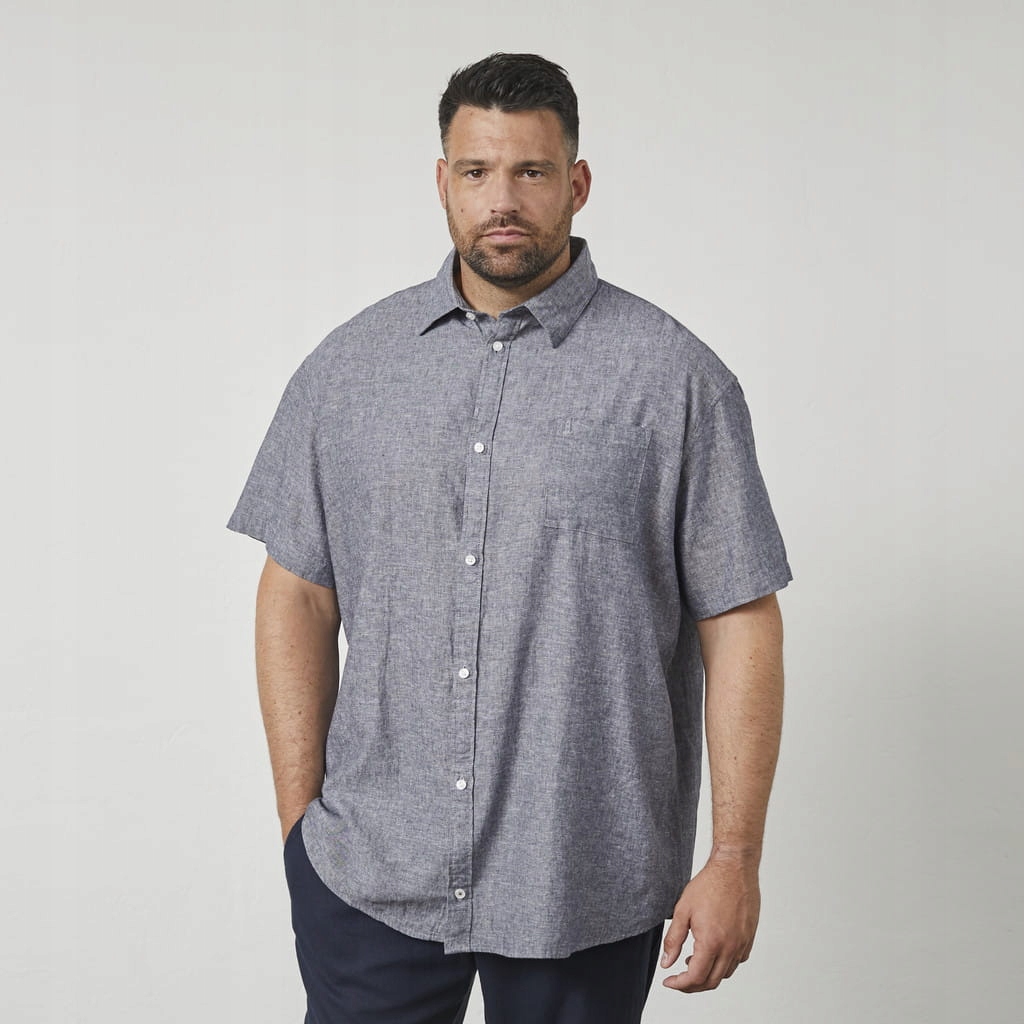 Velká pánská košile Lněná Hladká Modrá North Latitude Velikost 7XL