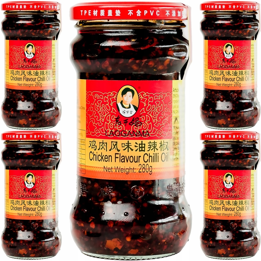 5 x Křupavé Chilli s příchutí kuřecího tofu v oleji Hot Chicken 280 g Laoganma