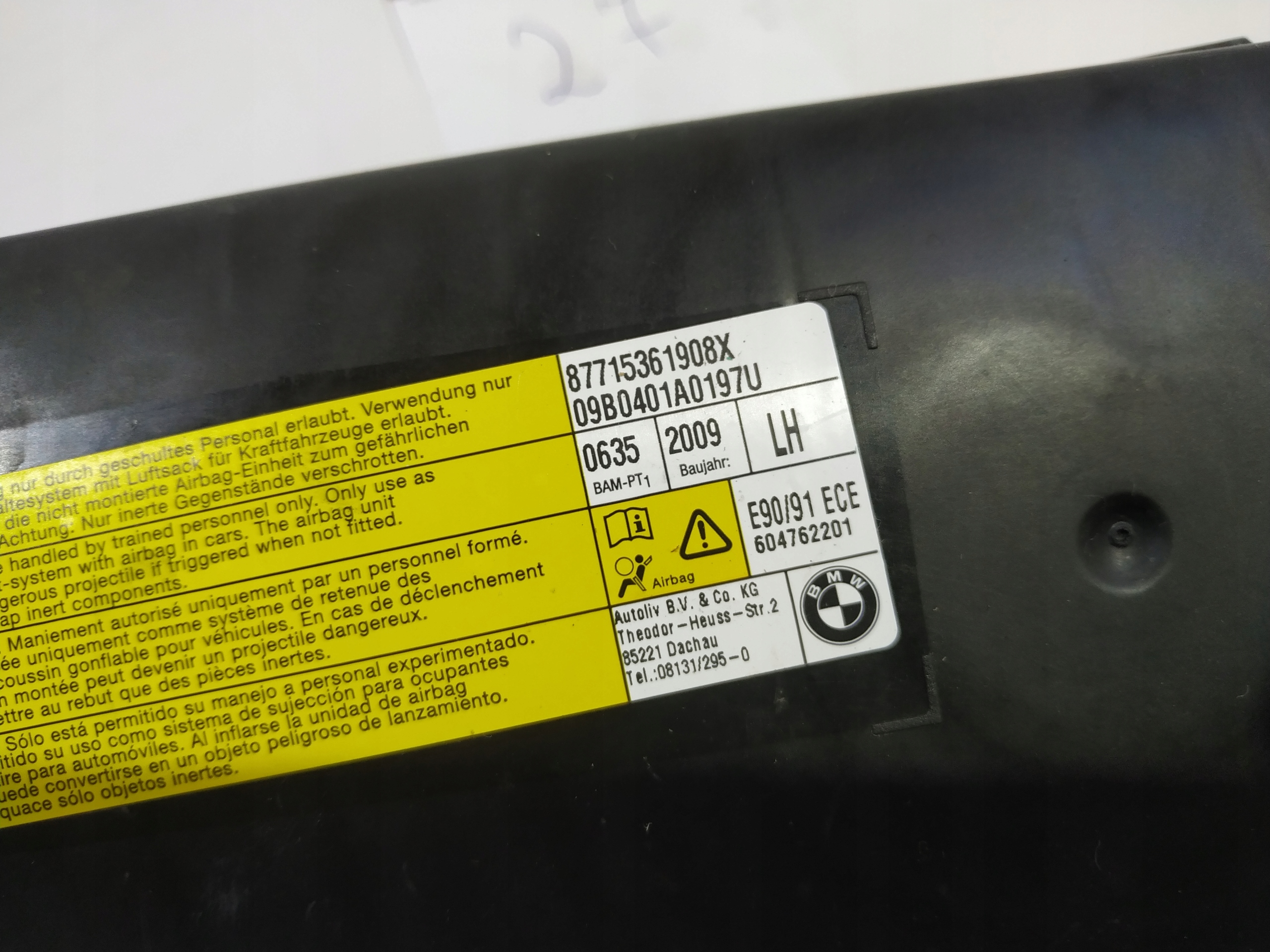BMW E90 E91 airbag airbag seat left