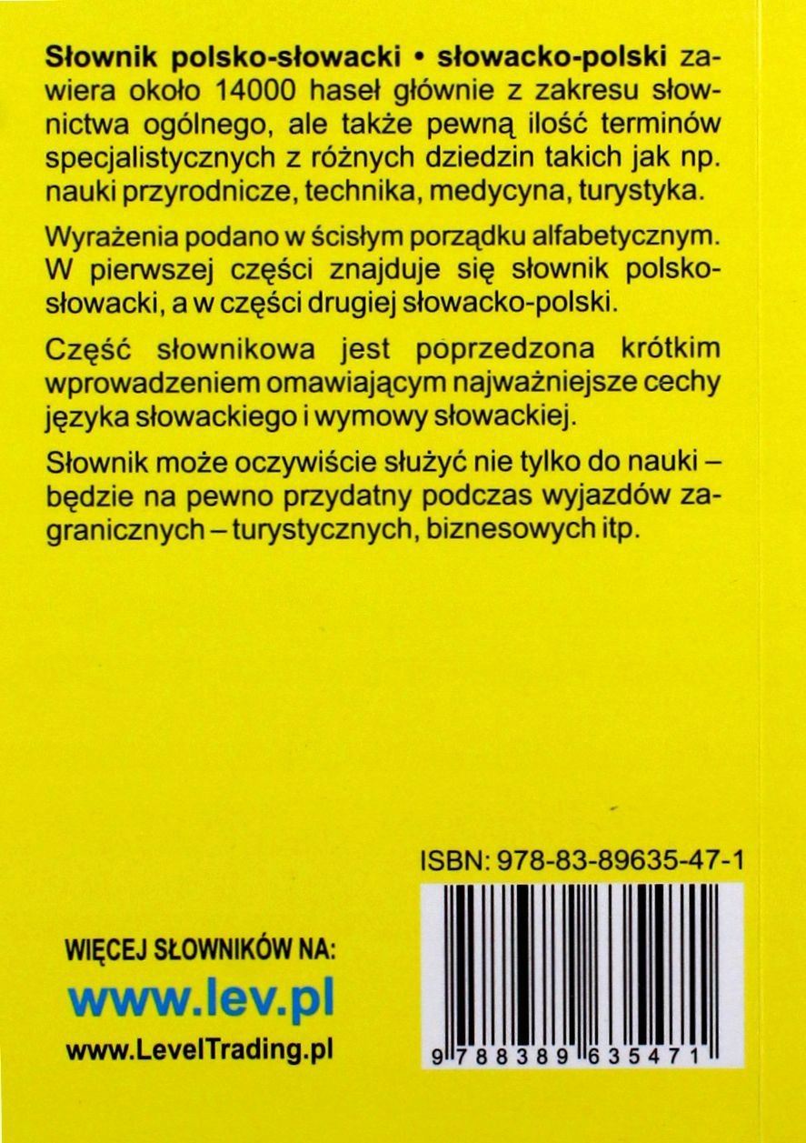 SŁOWNIK POLSKO-SŁOWACKI SŁOWACKO-POLSKI Stan opakowania oryginalne