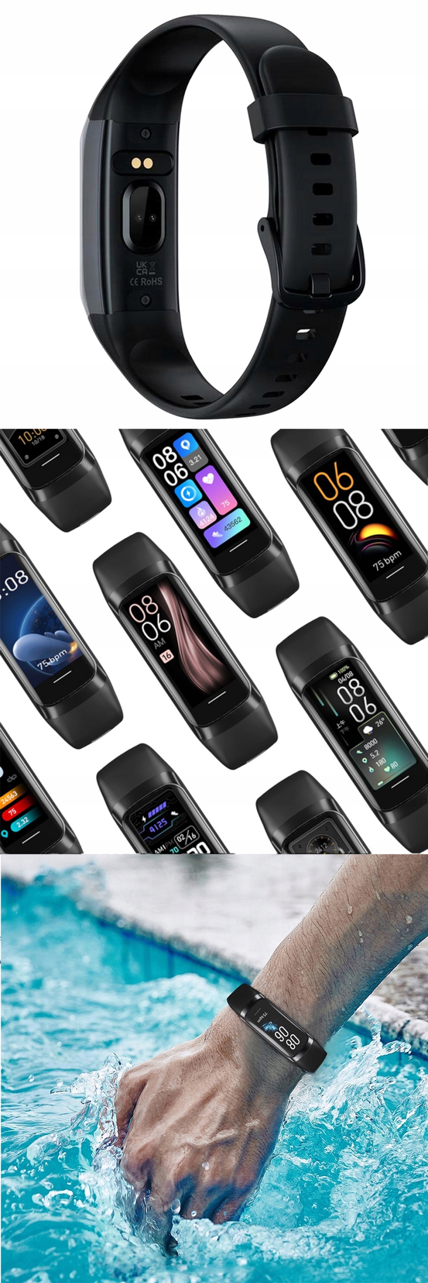 SMARTBAND ZEGAREK SPORTOWY SMARTWATCH PULS DAMSKI SPORT AMOLED FIT PRO SMS Wodoszczelność tak
