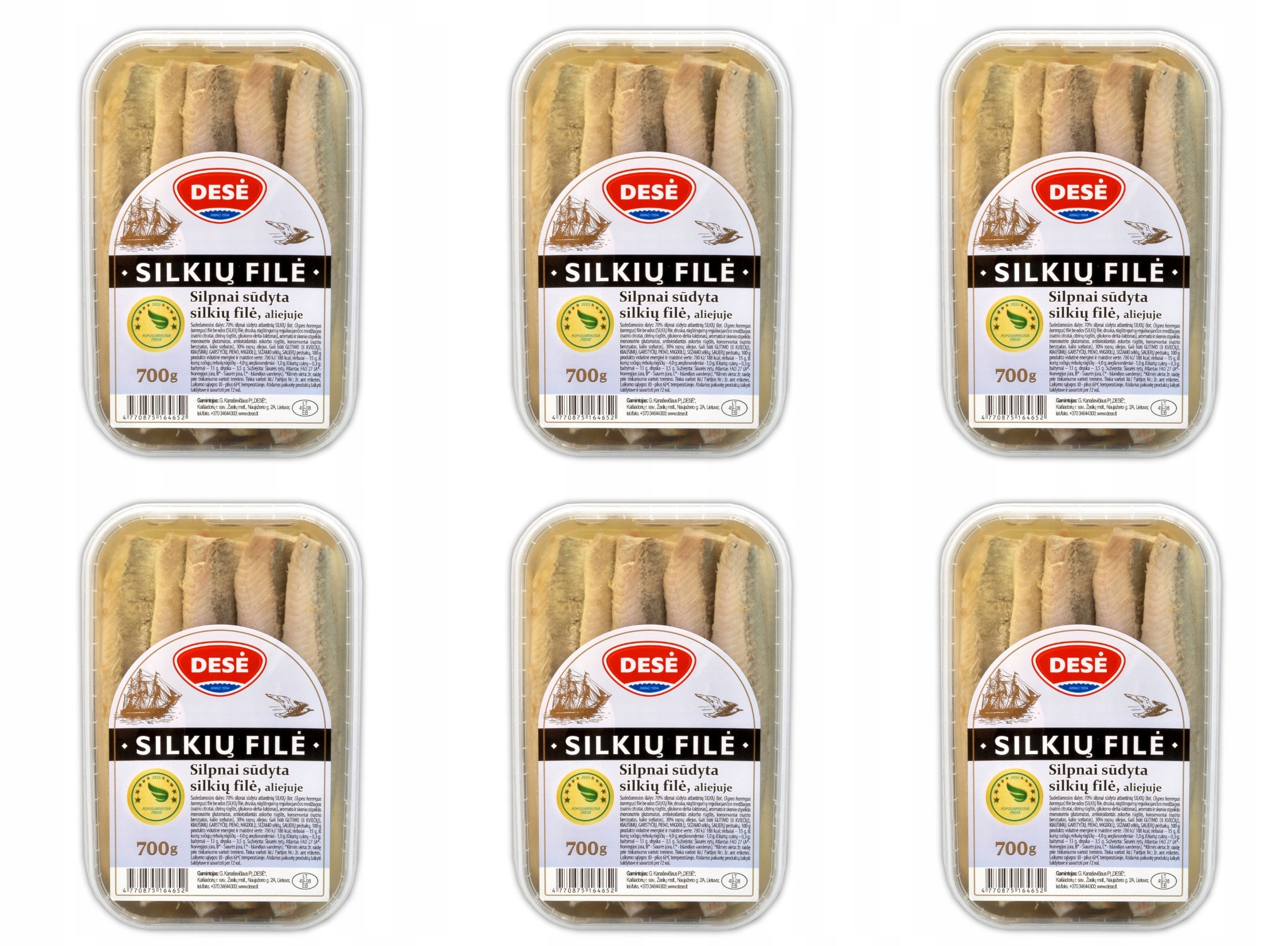 filety śledziowe śledź w oleju lekko solony 6 x 700 g Dese