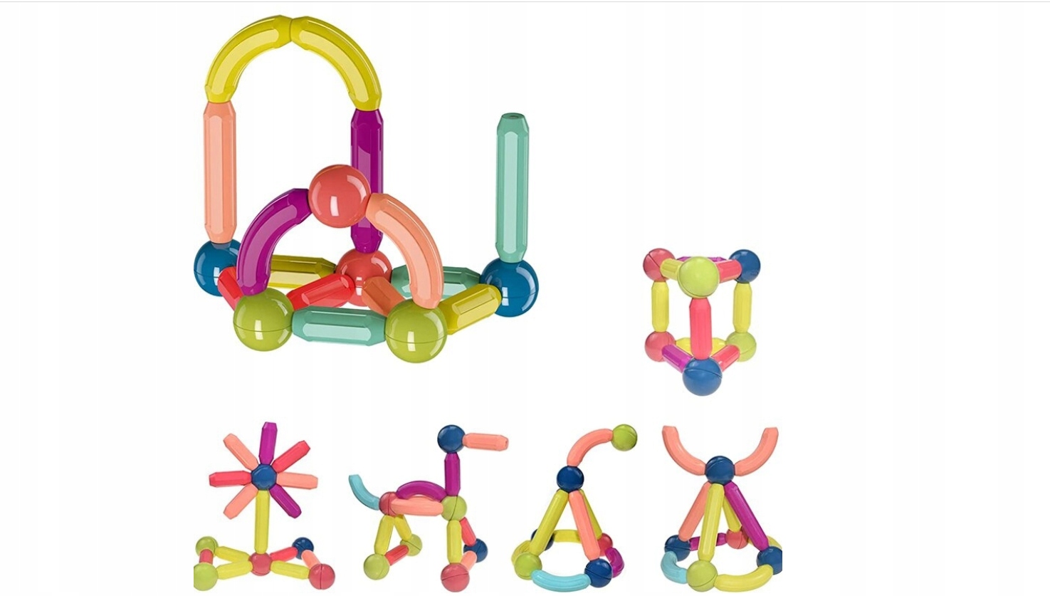 KLOCKI MAGNETYCZNE DLA DZIECI MAGNETIC STICKS 58el Marka Pozostałe