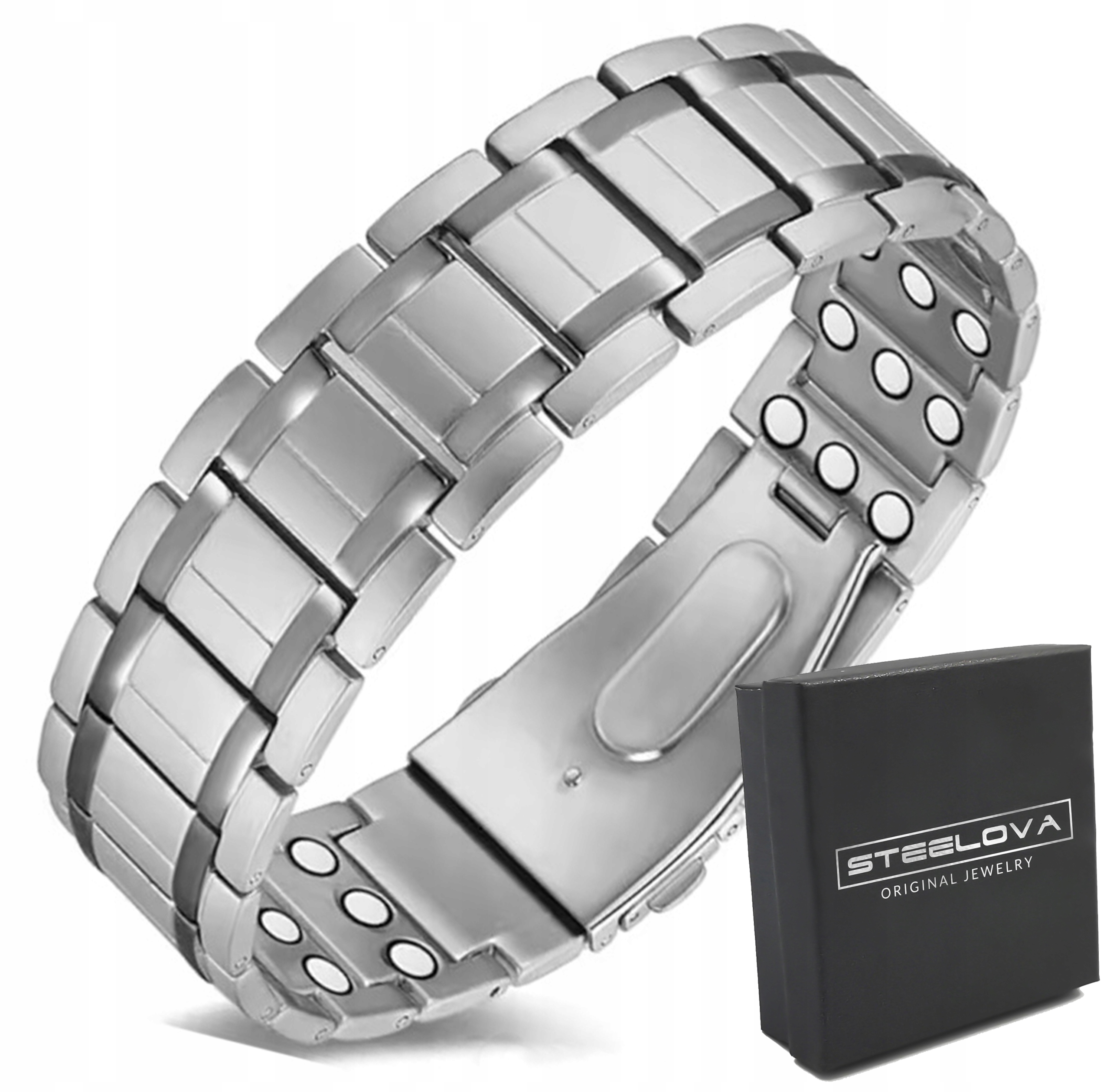 Pánský magnetický náramek na skládací zámek, široký (21 mm)