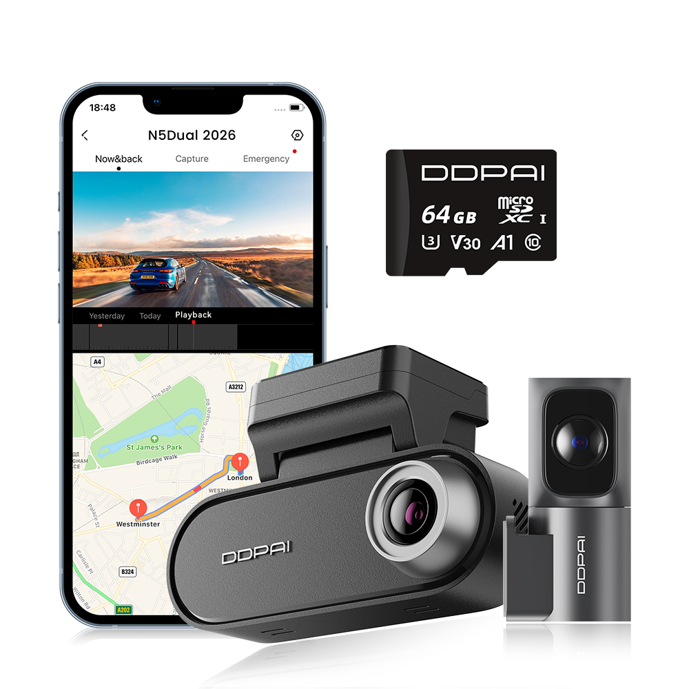 Videorekordér Ddpai N5 Dual 2026 Kamera Automobilová 4K Hdr Zadní +64GB