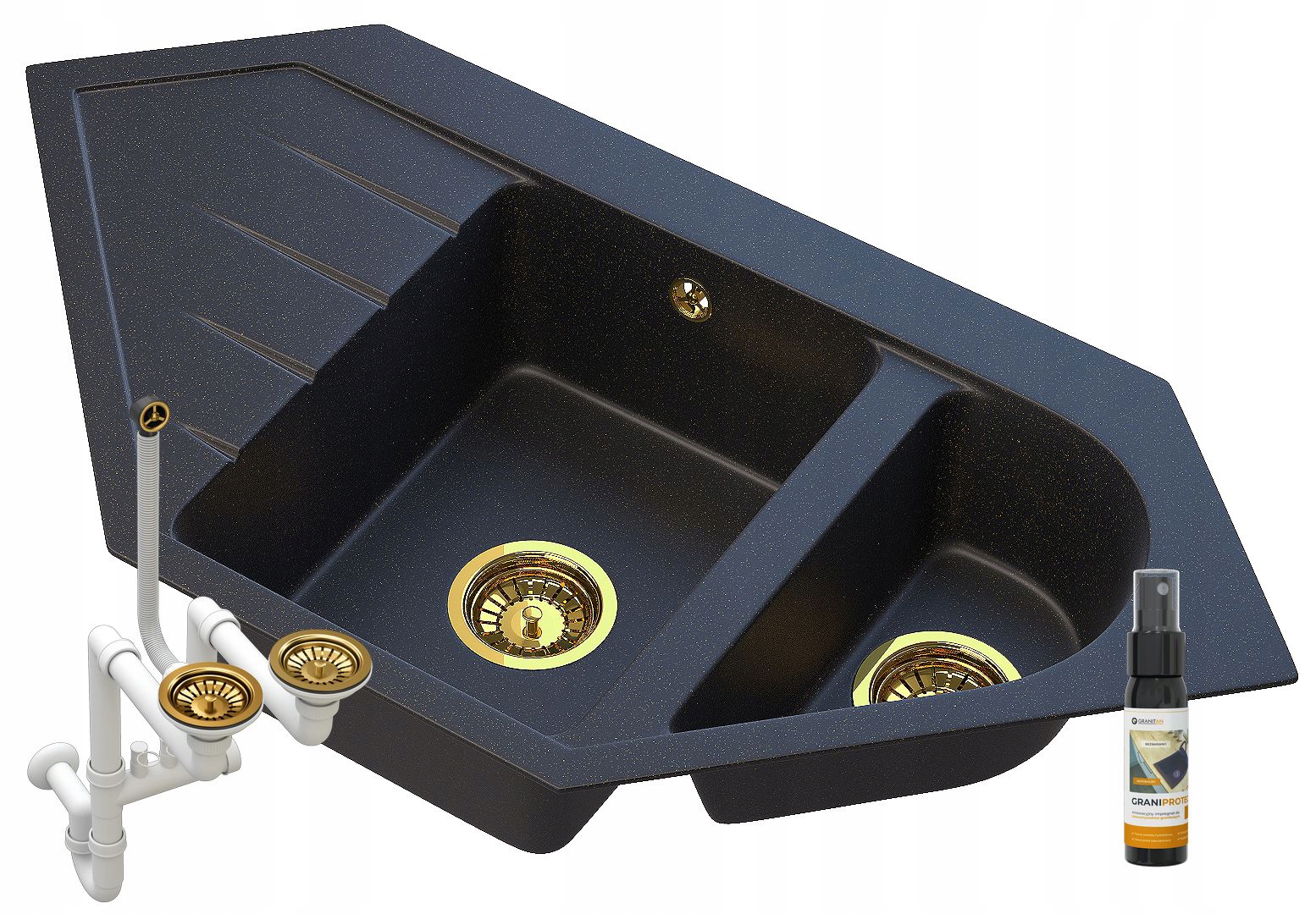 Čierny Granitový drez So Zlatými Časticami