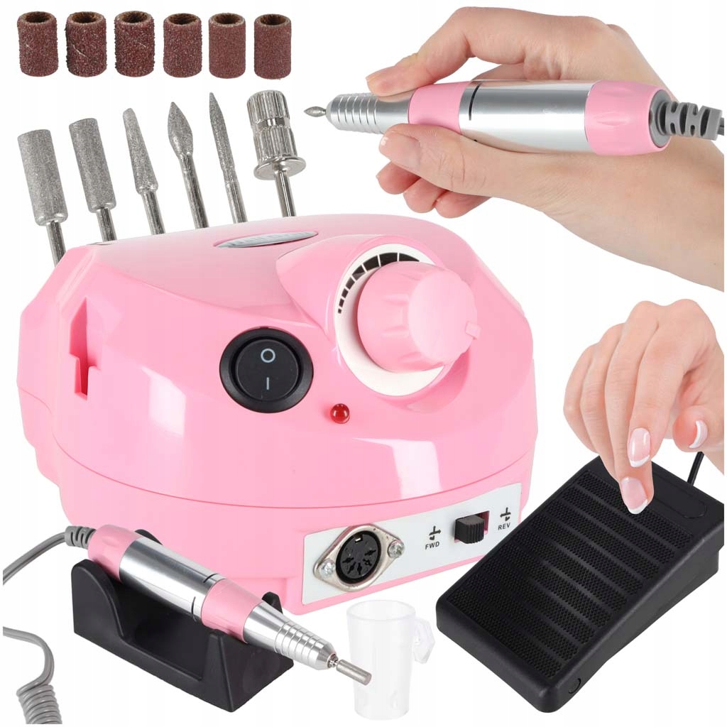 Bruska na nehty 65W manikúra pedikúra 6 nástavců frézy