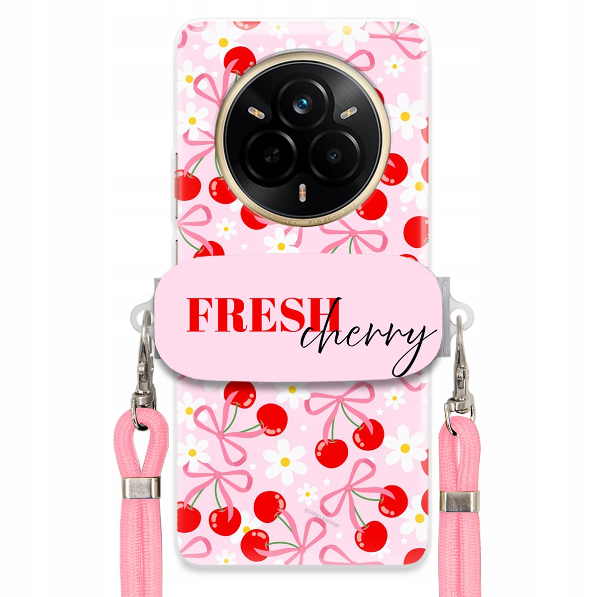 Puzdro pre Realme 14 Pro 5G Case Držiak šnúrok Ružový Fresh Cherry Kokardy