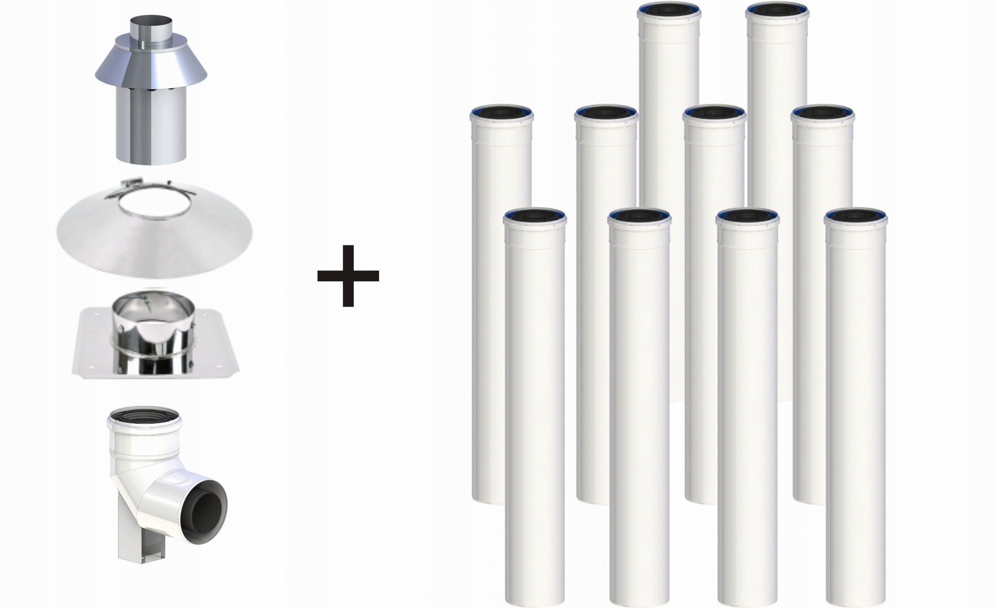 Komin koncentryczny PP kondensat 80*125 10 rur