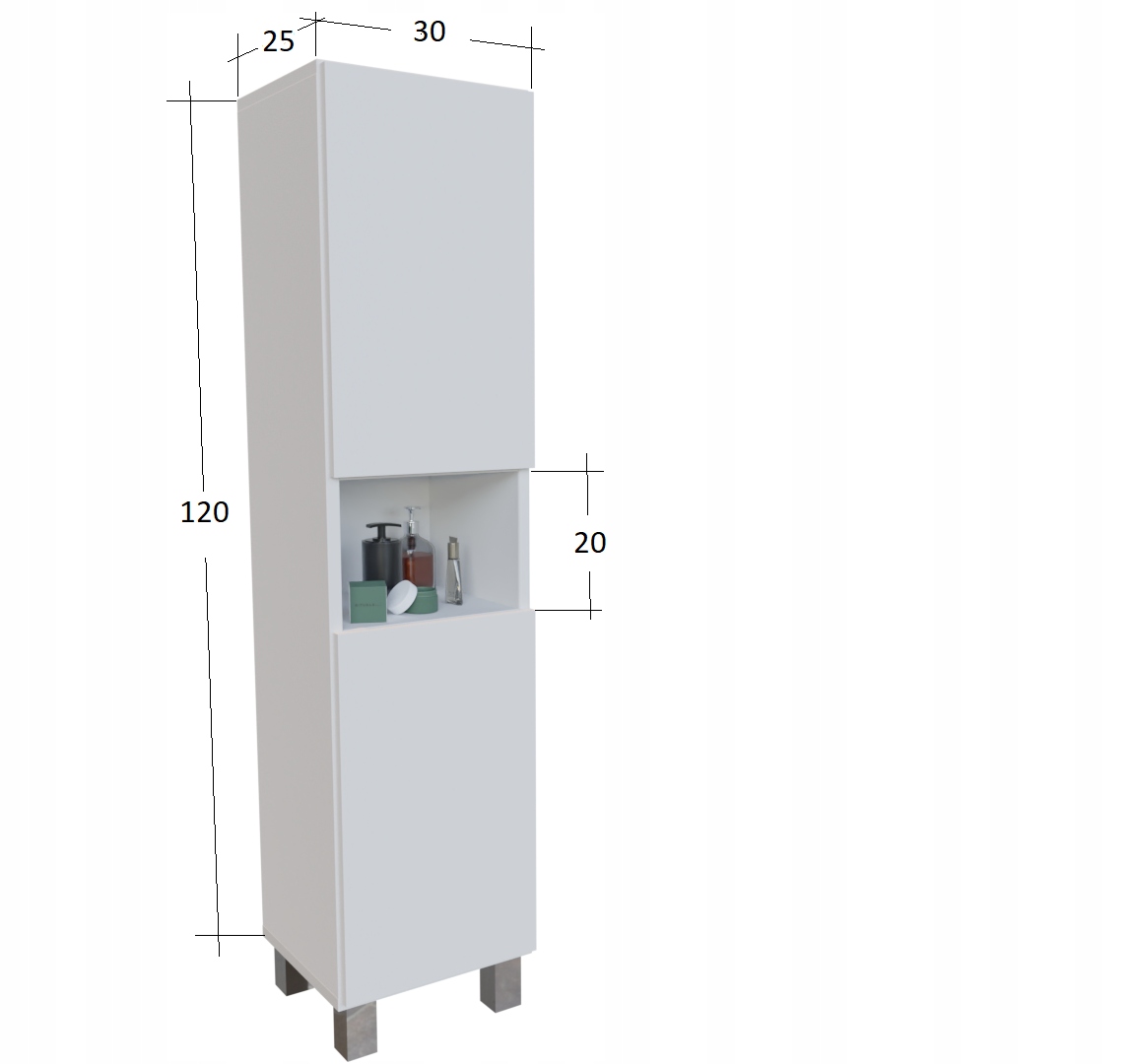 SŁUPEK STOIĄCY 120 CM BIAŁY MAT-WYSYŁKA W CAŁOSCI Szerokość mebla 30 cm