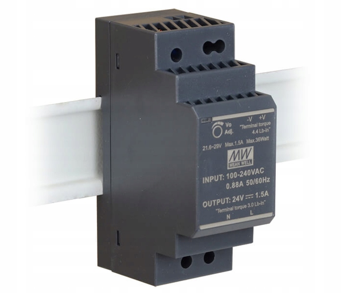 Источник питания переключения на DIN-рейку Mean Well HDR-30-24 24V 1.5 A 36W