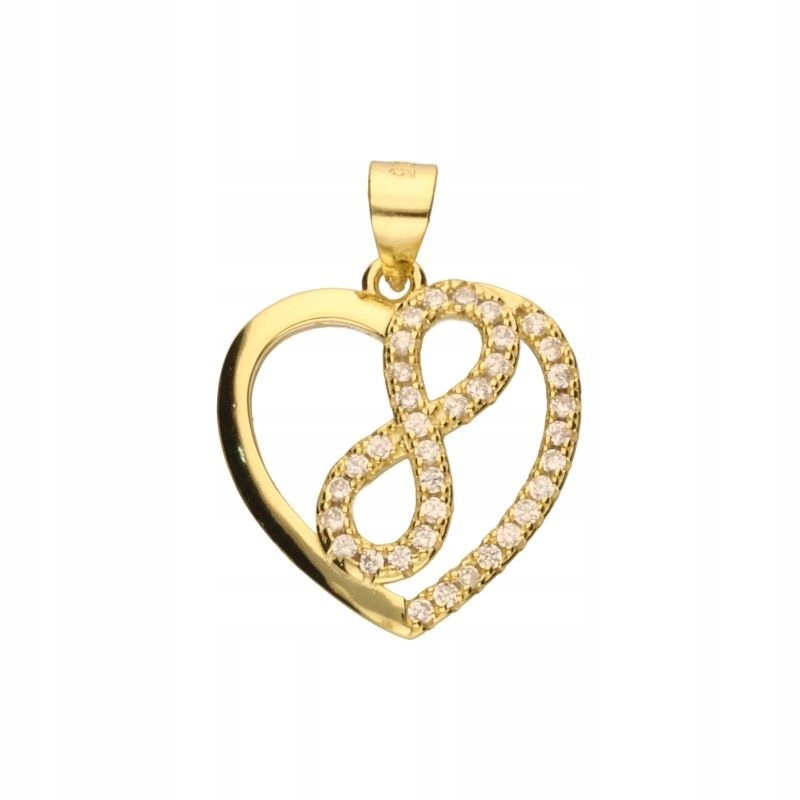 Elegantní přívěsek Srdce s nekonečnem, Stříbro 925 Pozlacený Zirkony
