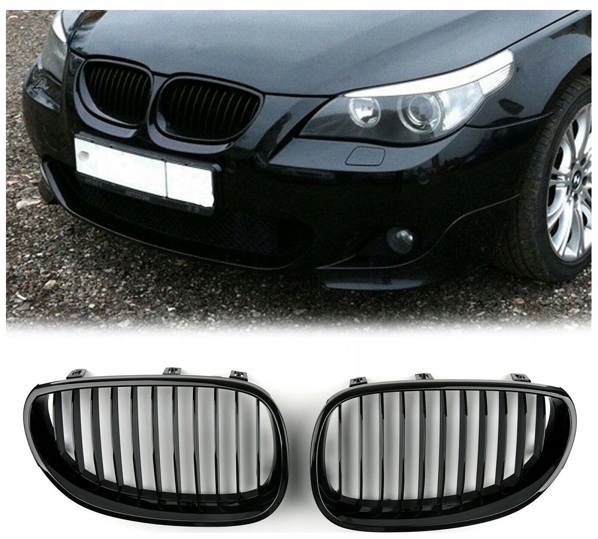 

Nerki Atrapa Grill Czarny Połysk do Bmw E60 E61 M5