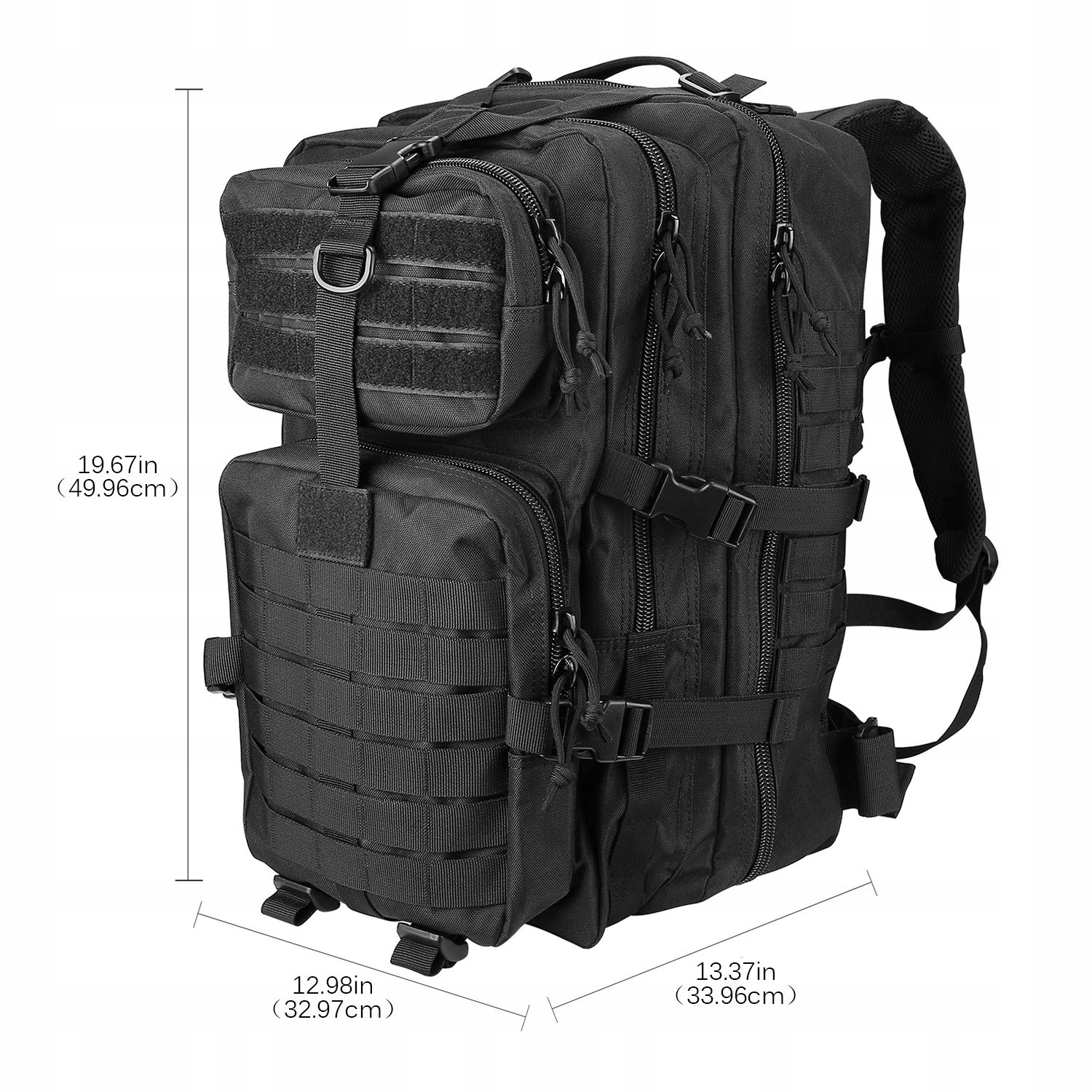 PROCASE Plecak Wojskowy 48L Survival Taktyczny Molle Outdoor Czarny — miniatura 3