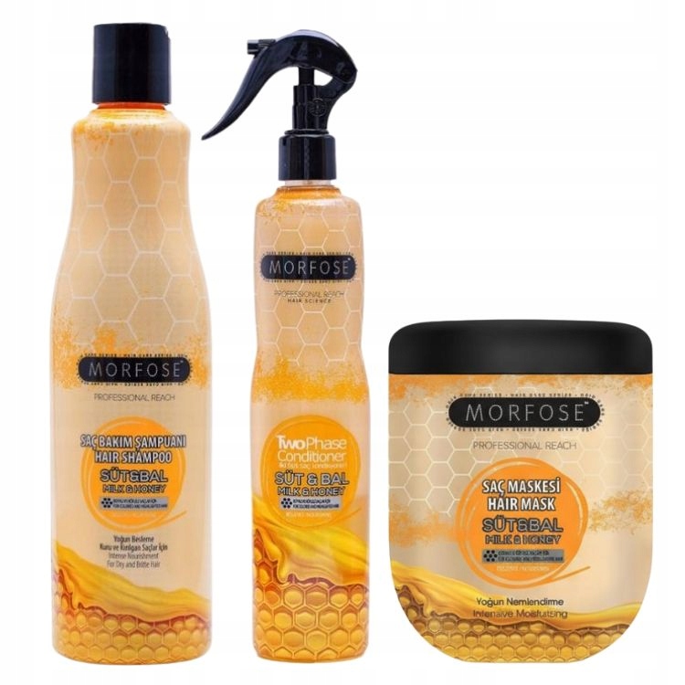 Morfose Milk&honey Sada Šampon S Medem 500 ML Kondicionér 400 ML Maska 500 ML