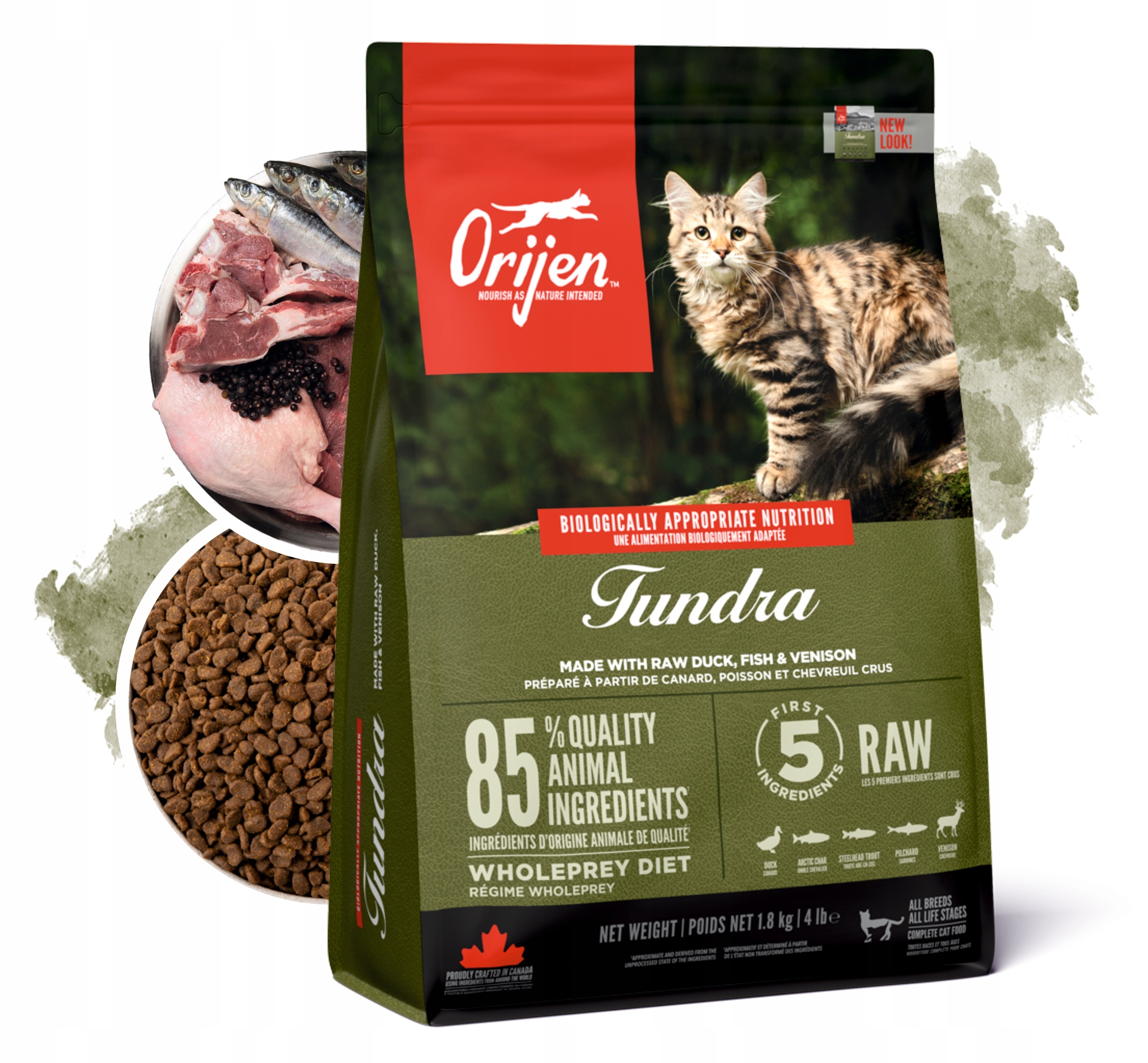 Orijen Tundra Cat sucha karma dla kota kaczka, dziczyzna, ryby 1,8 kg