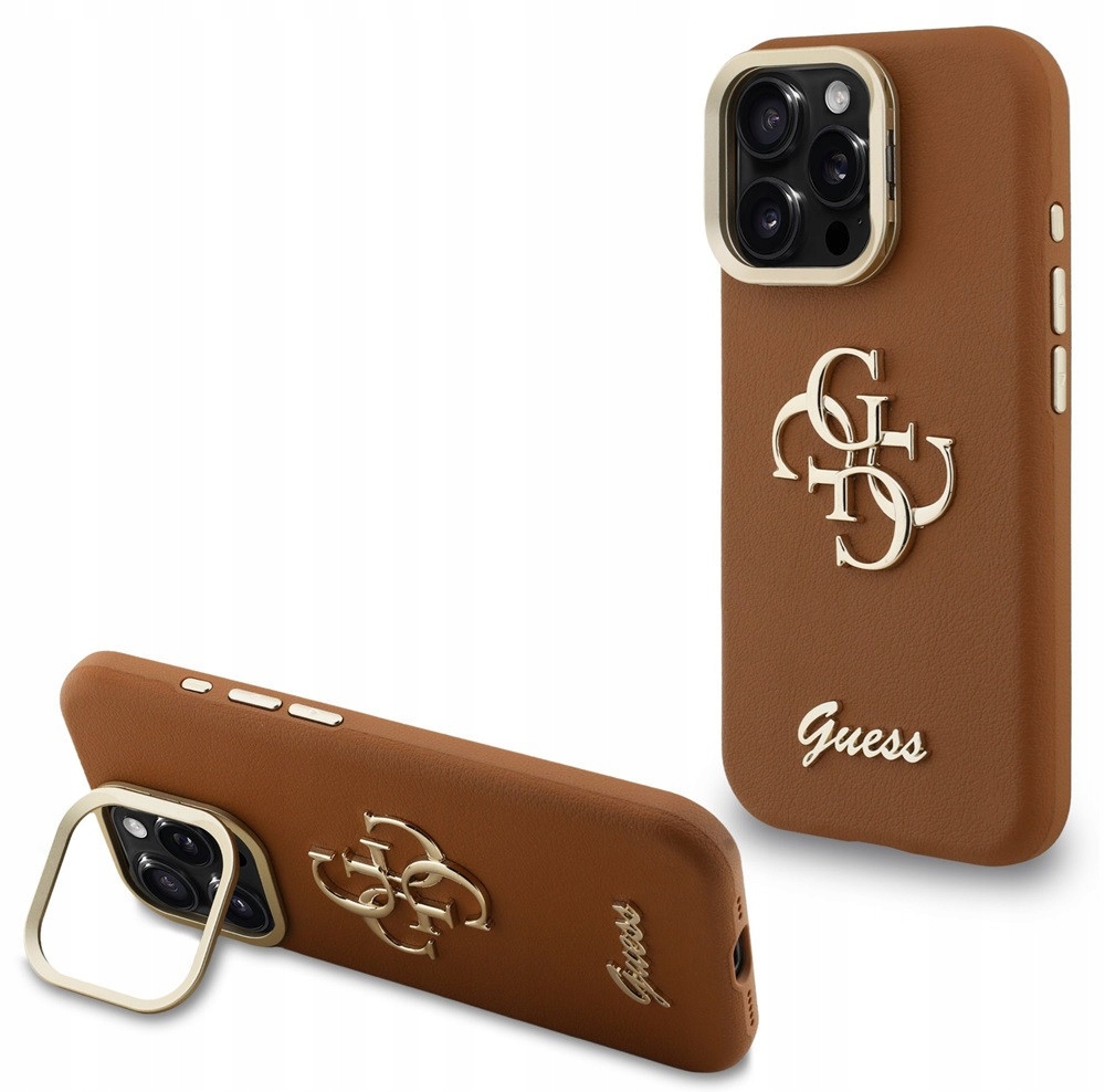 Etui na iPhone 16 Pro z podpórką, brązowe