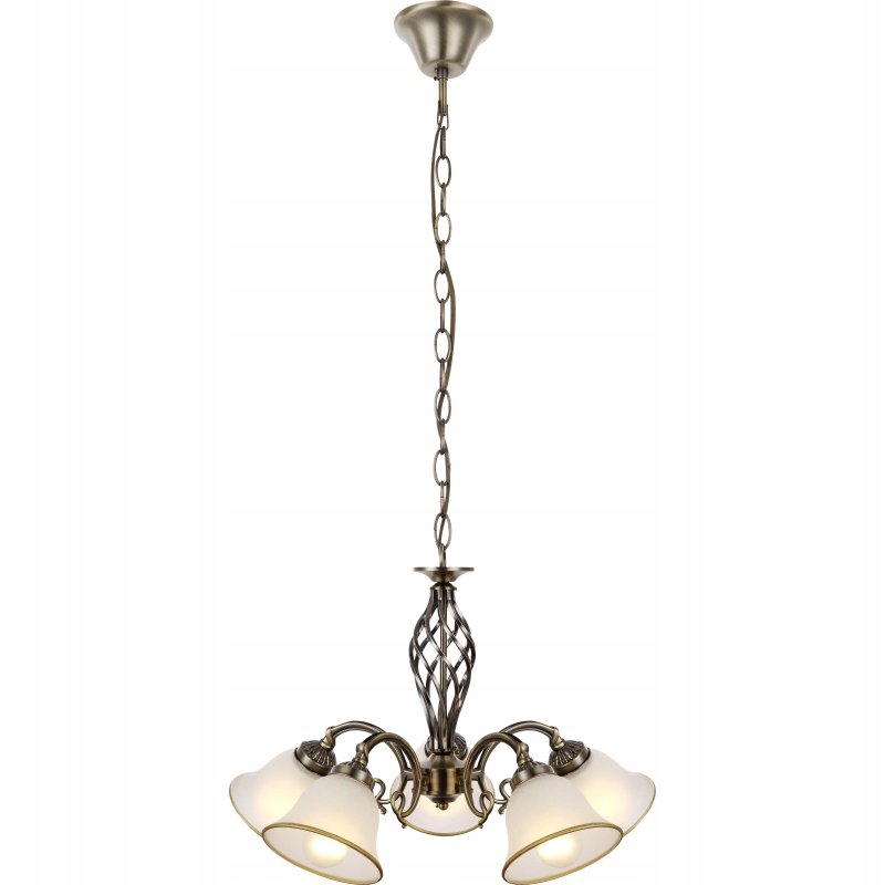 Luster závesná lampa Odin 5 klasické staré zlaté sklenené tienidlá obývacia izba