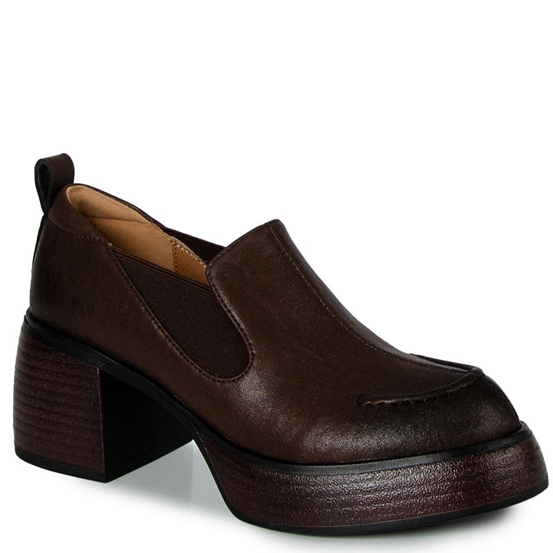 S.barski CR62-3525 Hnědé Čokoládové Kožené Polobotky 39