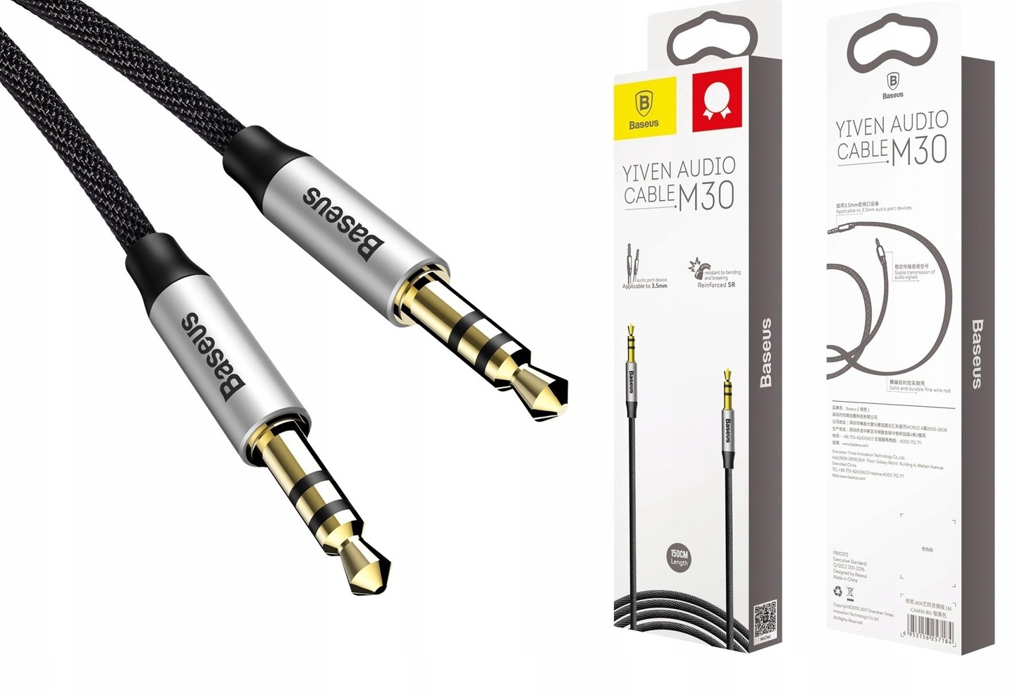 

Kabel Wtyk Aux Audio Mini Jack 3.5mm 150cm Baseus