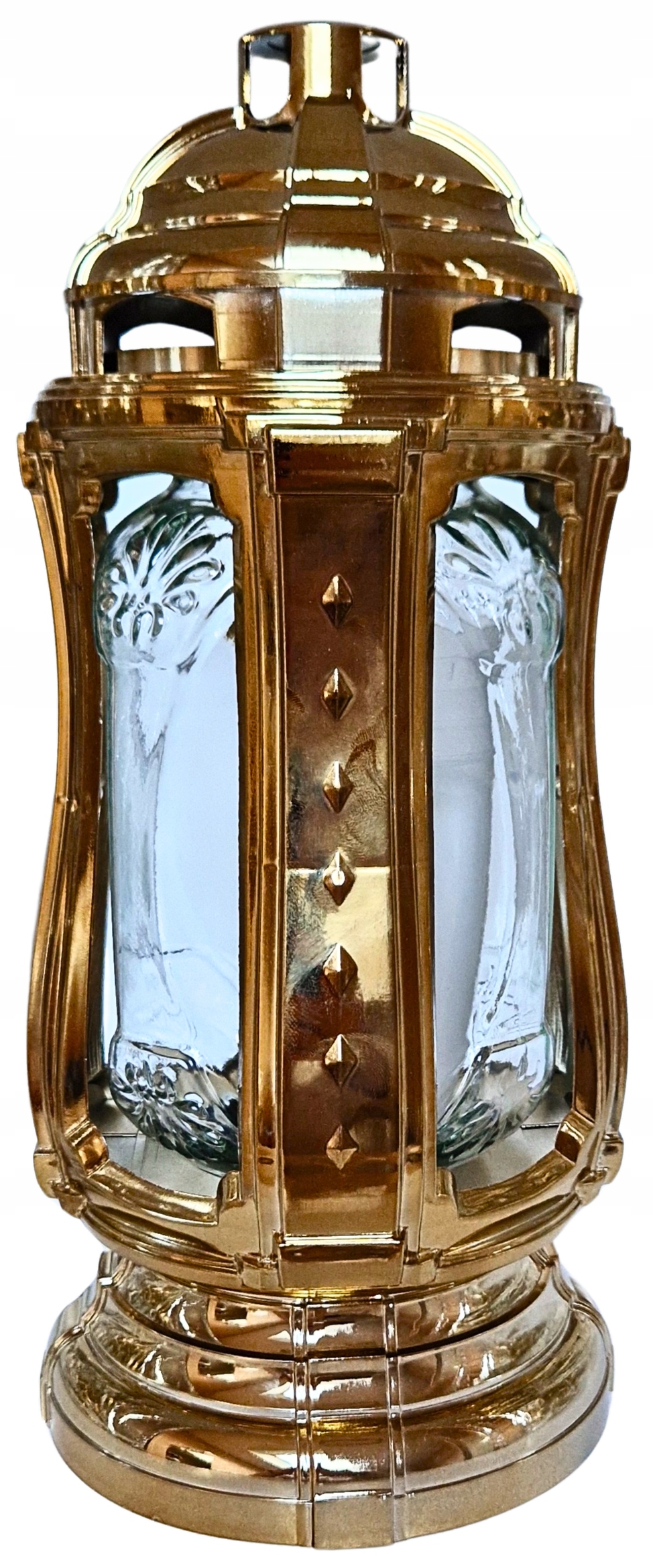 Znicz PREMIUM lampion latarnia ZŁOTA FLAMIA WYSOKI 32cm