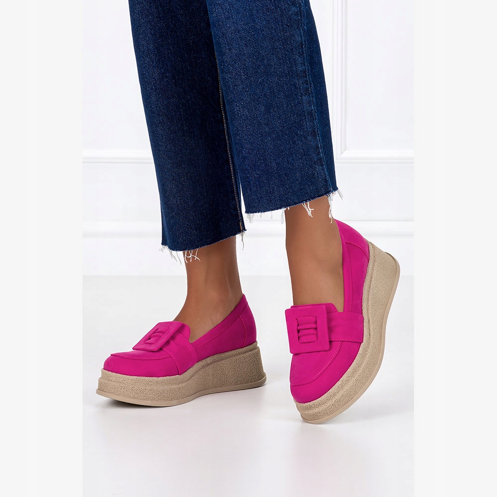 MOKASYNY DAMSKIE PÓŁBUTY NA KOTURNIE Z OZDOBĄ r 37 Płeć kobieta