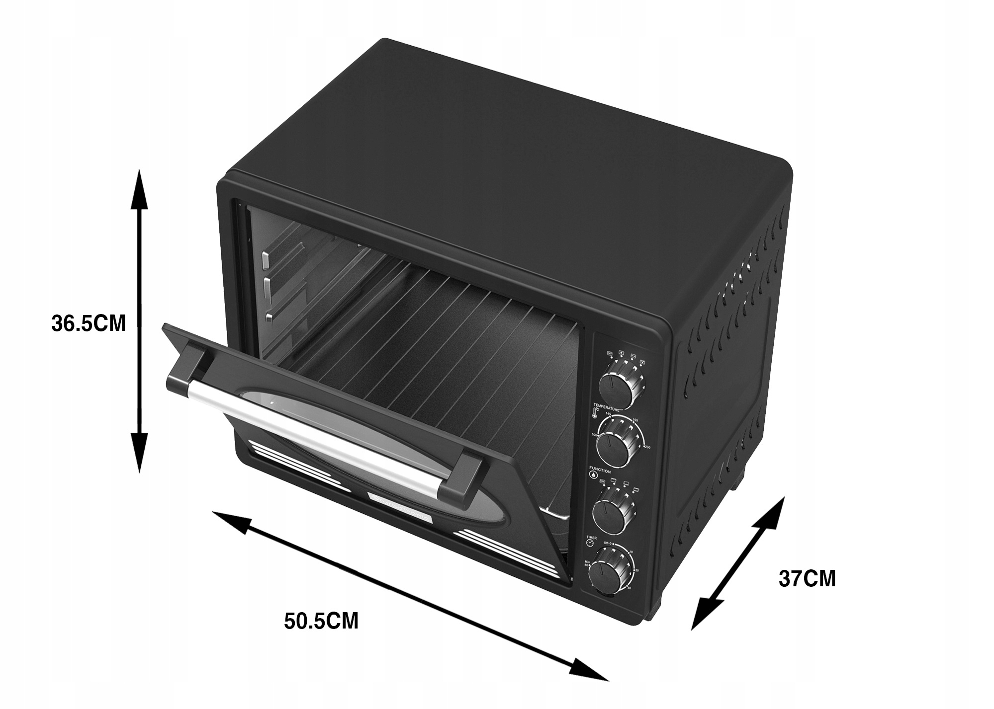 RETRO PIEKARNIK ELEKTRYCZNY TERMOOBIEG+ROŻNO 35L Model TT-EV35R BLACK