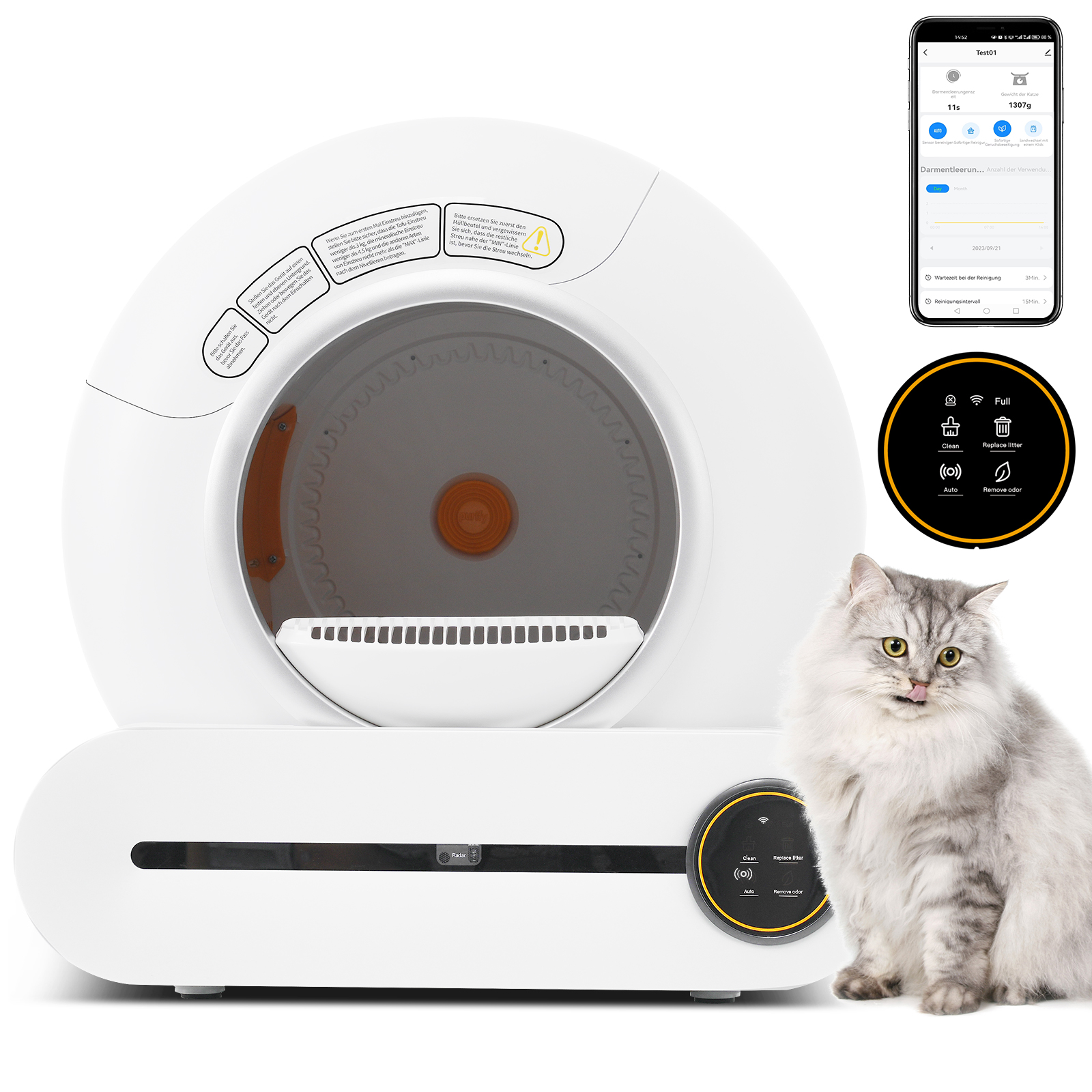 Levně Toaleta pro kočky samočisticí Smart Wi-Fi 65L Automatická/inteligentní