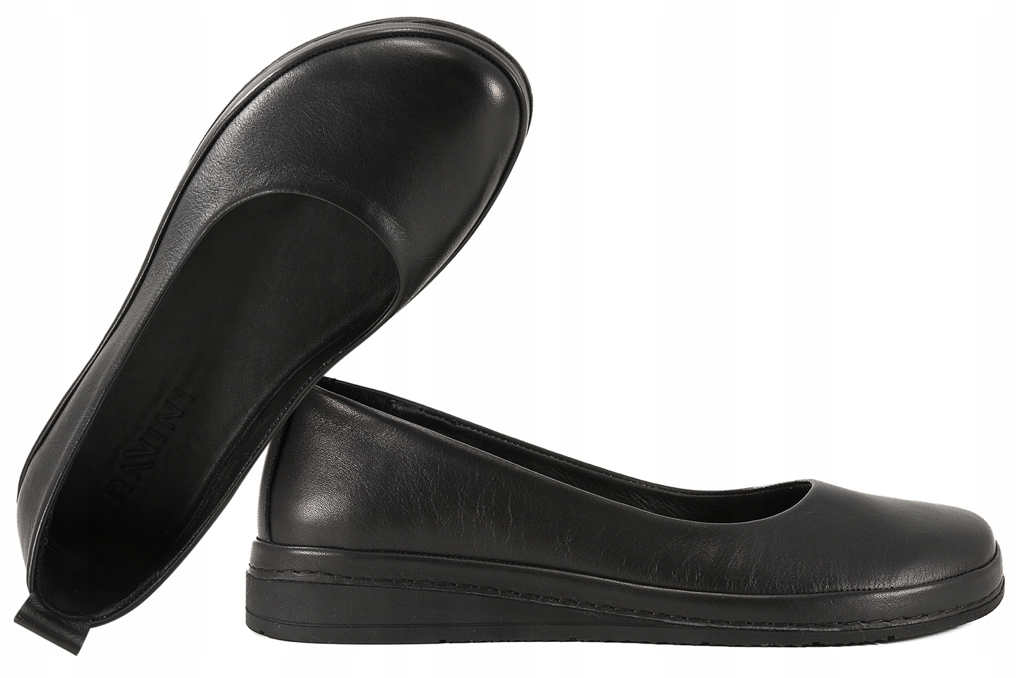 Ravini 91182 Barefoot Baleriny Skórzane Damskie czarne Czarny 38