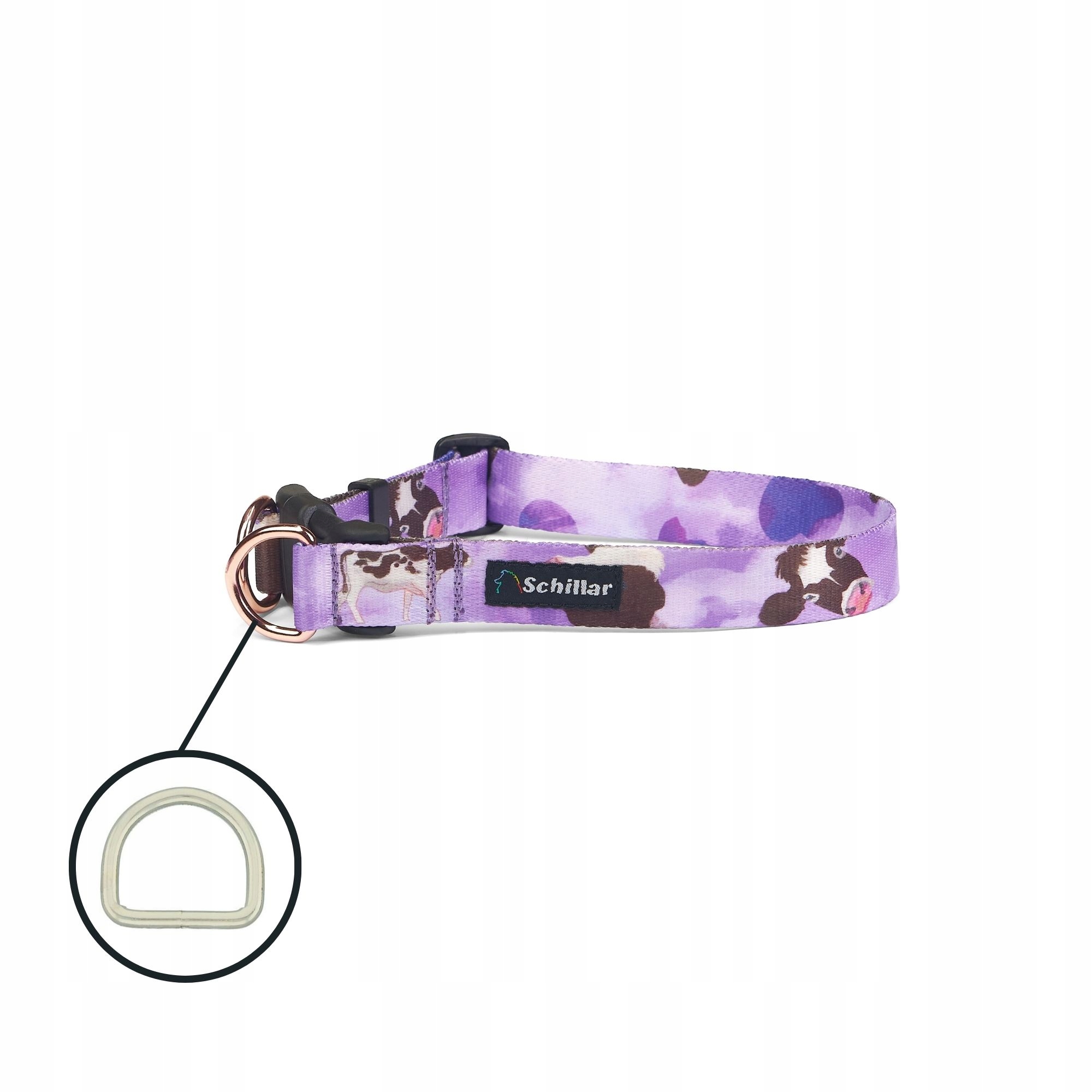 Levně Obojek na přezku double lock pro velkého psa fialový bonbóny krówki L XL 40-60cm