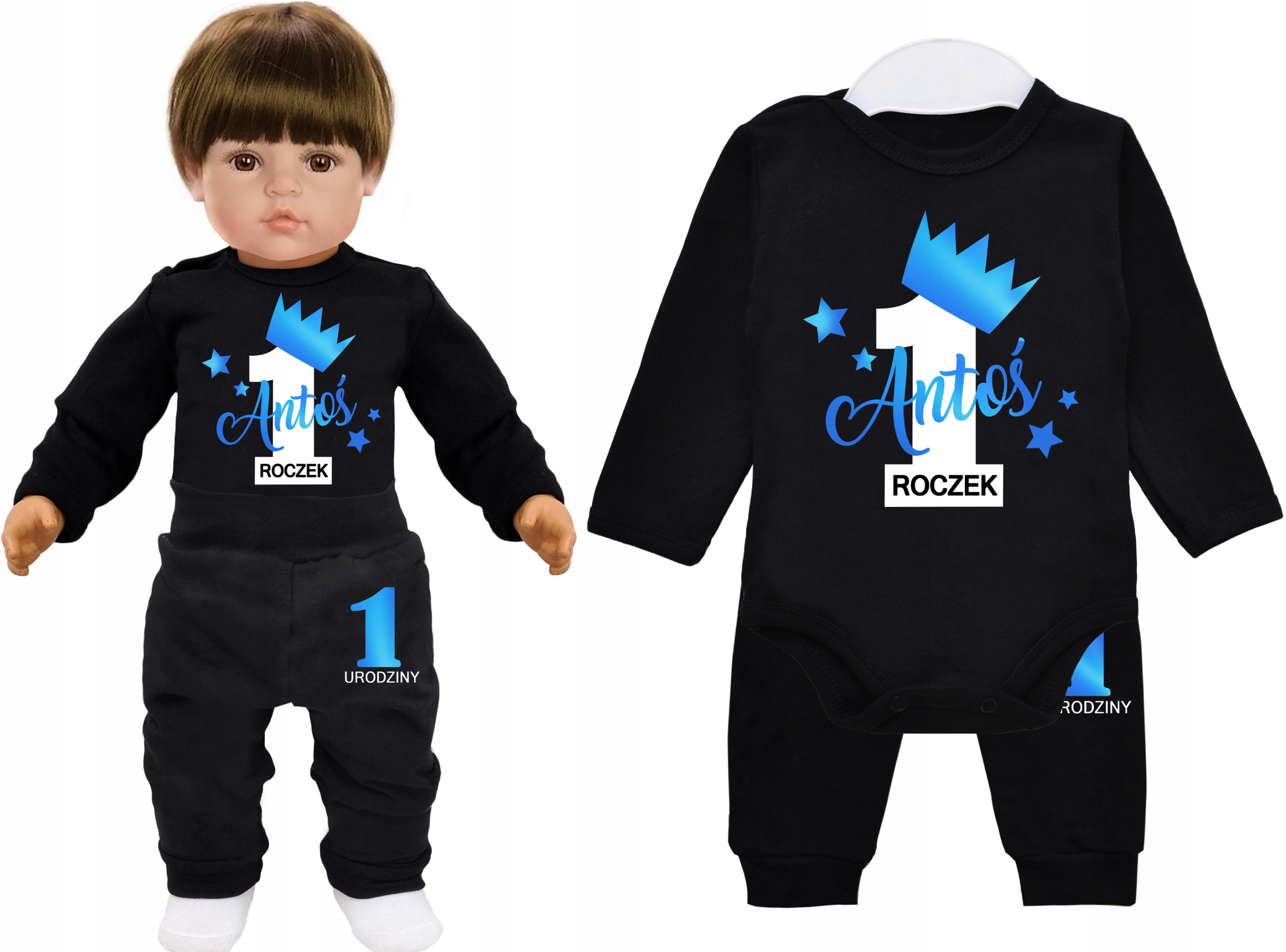 

Komplet Body Spodnie Urodziny Roczek Rok Imię r 92