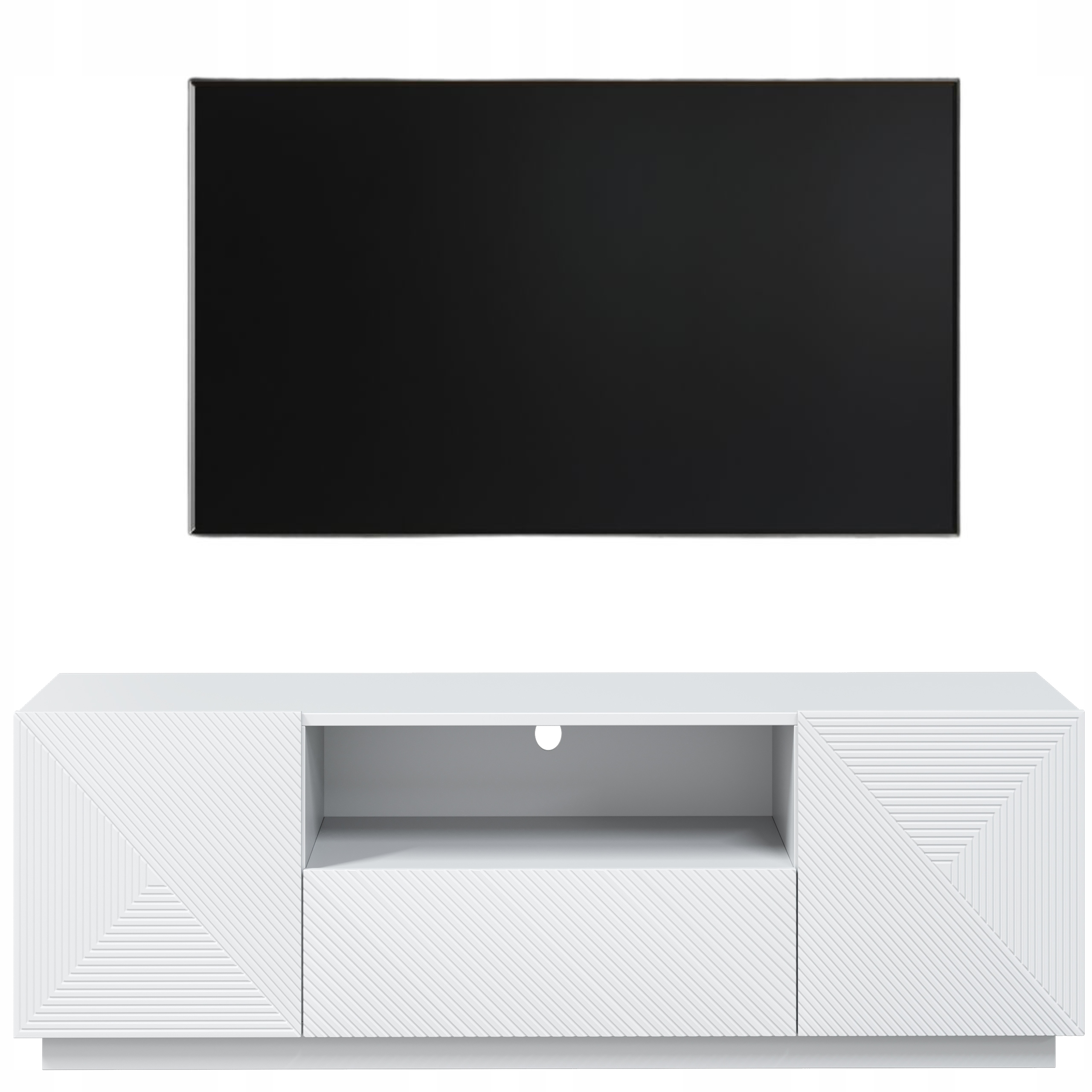 SZAFKA RTV POD TELEWIZOR do salonu STOLIK TV Biały mat NOWOCZESNY SOLIDNY