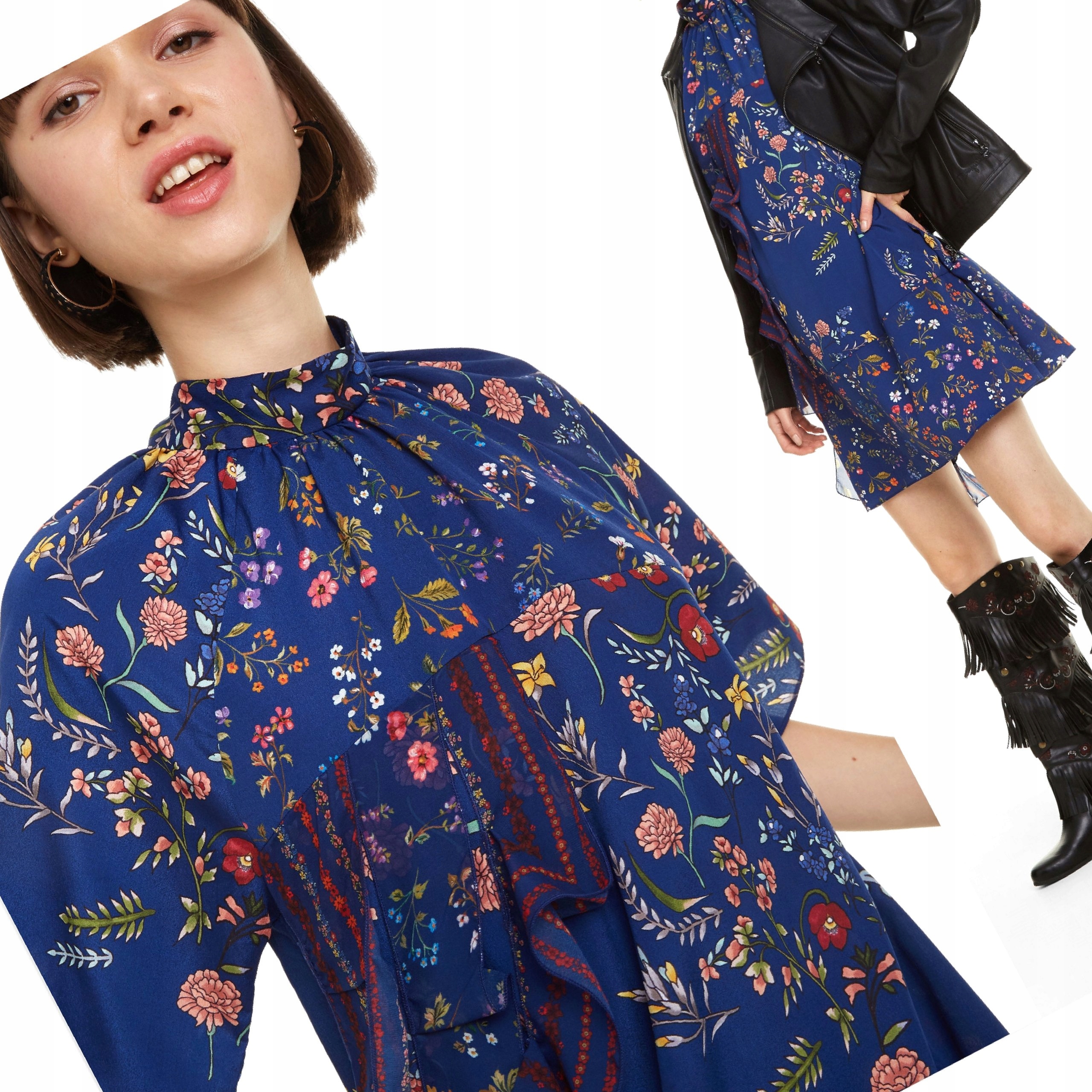 Šaty s květinovými volánky Desigual L 40