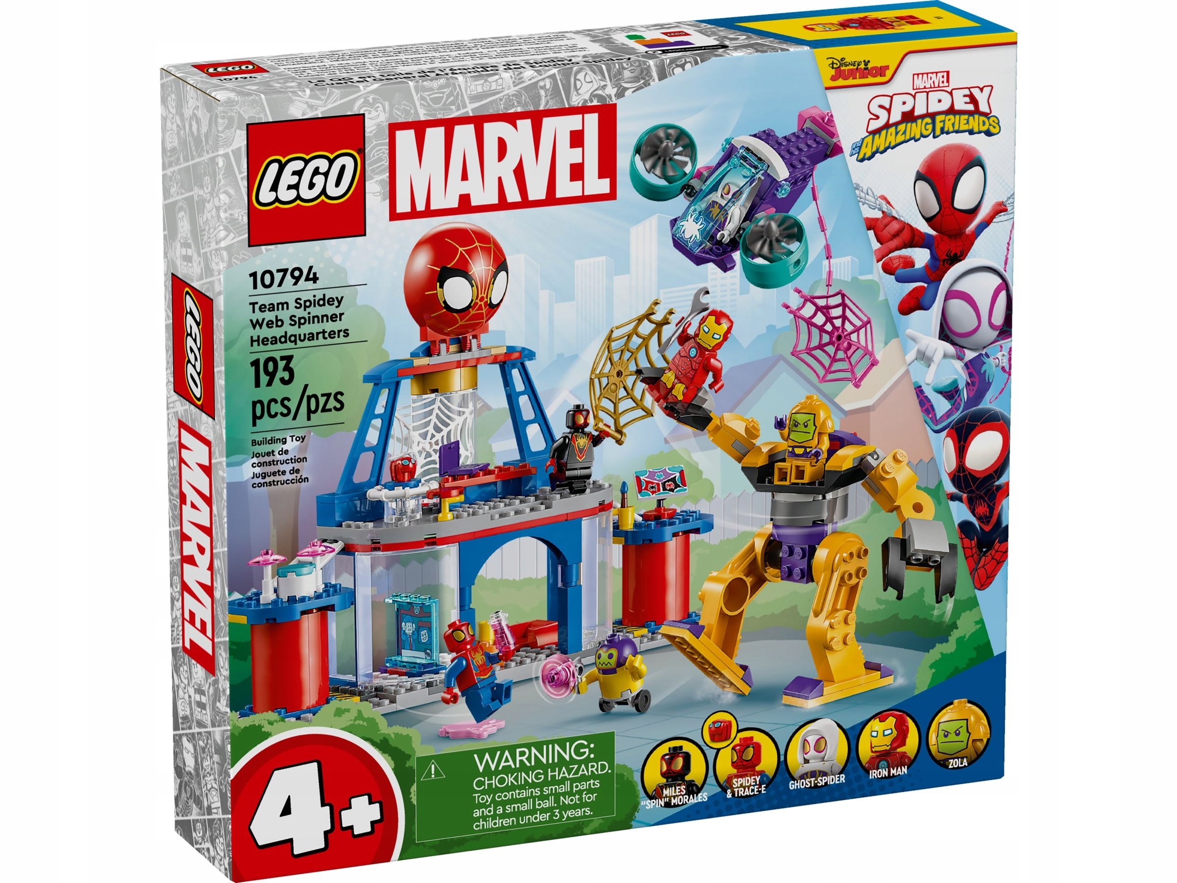 Lego Marvel Spidey 10794 Základna Robot Mech Iron Man Zola Ghost MilesMorales